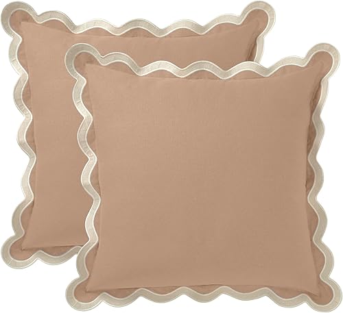 Folkulture Fundas de almohada decorativas para sofá, de 18 x 18 pulgadas, para sala de estar, 100% algodón, juego de 2 fundas de almohada bohemias o