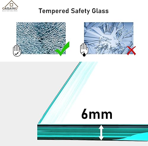Miniatura 2 de CASAINC Puerta de ducha individual enmarcada, 48 pulgadas de ancho, 72 pulgadas de alto, vidrio templado transparente de 14 pulgadas de grosor,
