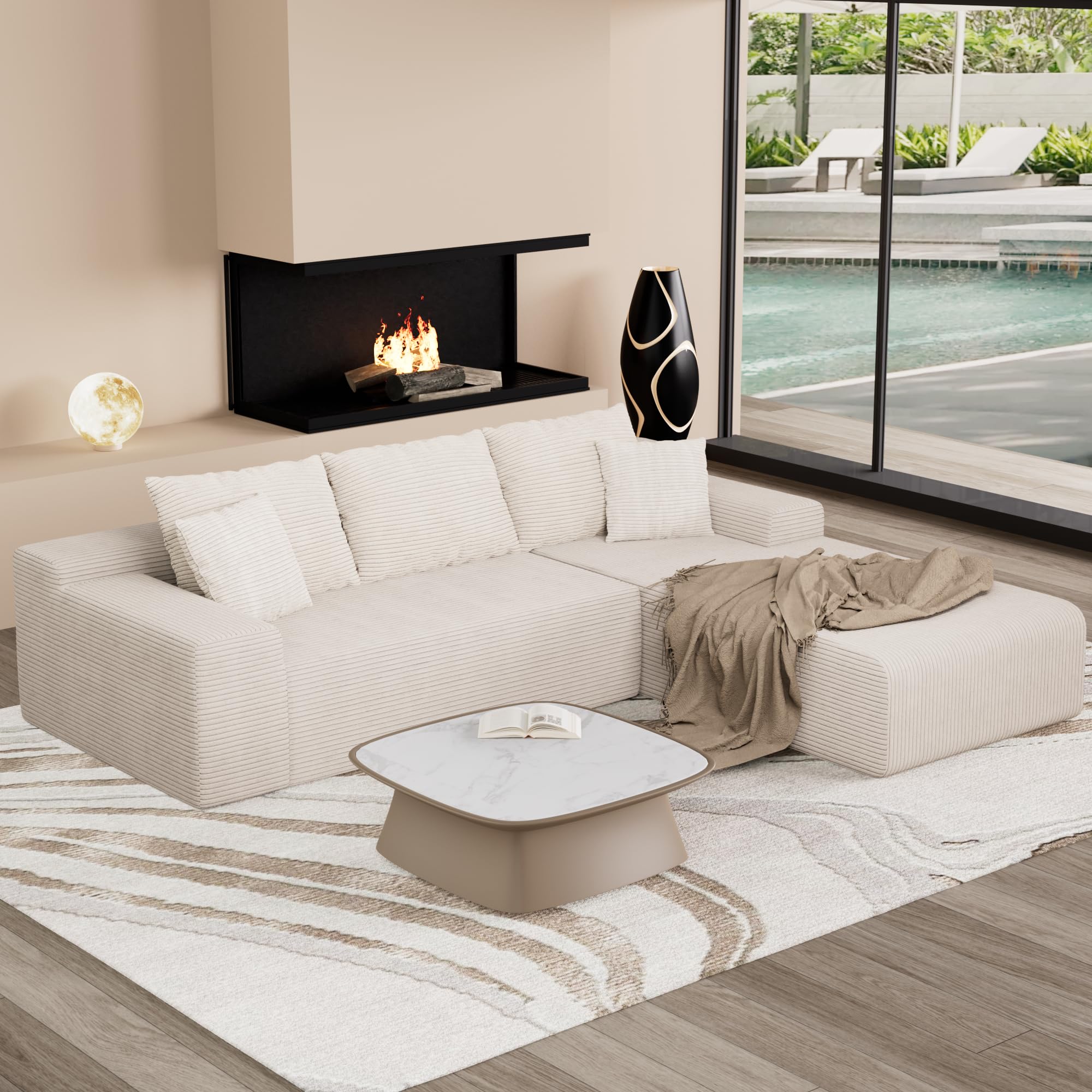 GLAMOUT 105" Convertible Sectional Couch with L-Shape Chaise, Modern Modular Sofa with Deep Seat, 3-Seater Comfy Cloud Couches for Living Room,