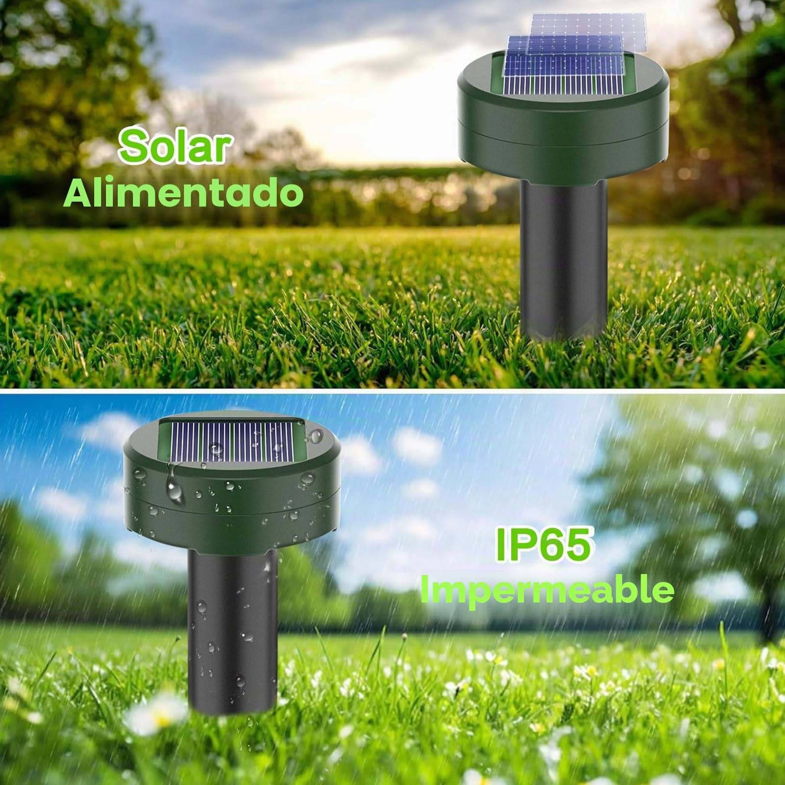 Ahuyentador de Ratas 8 Piezas, Repelente Ratas Ultrasonido Exterior, Ahuyentador de Topos y Ratones Solar, IP65 Impermeable, Anti Topos,Serpientes, Ratones