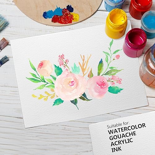 Miniatura 3 de FEITAKE Papel para acuarela 100% algodón prensado en frío  140 lb (300 gm)  Papel de dibujo de arte mixto sin ácidos - Paquete de 30 hojas - 6"X8"