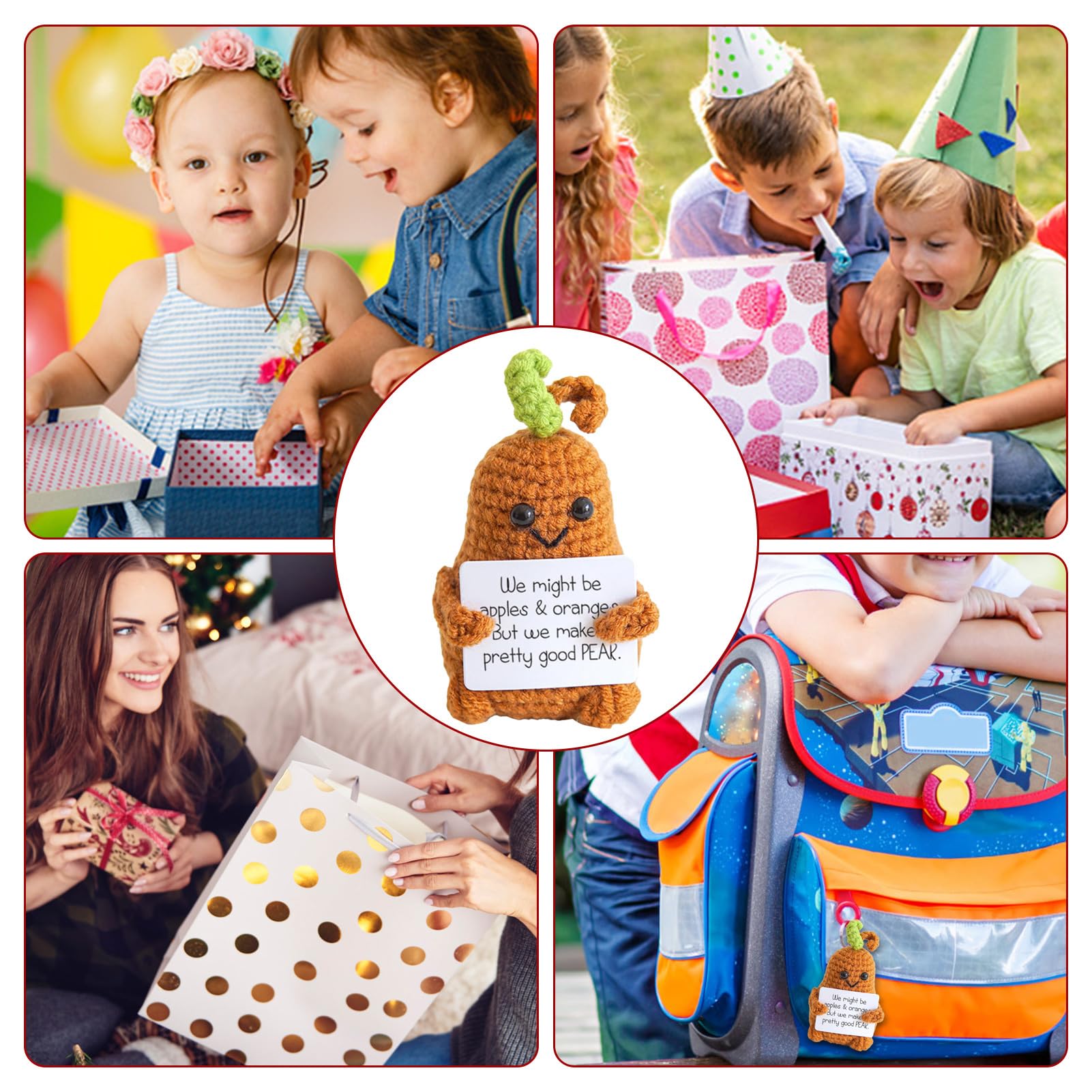 Crochet Positive Fruit Pear Kit - DIY Hand Knitting Desk Decor & Inspirational Gift