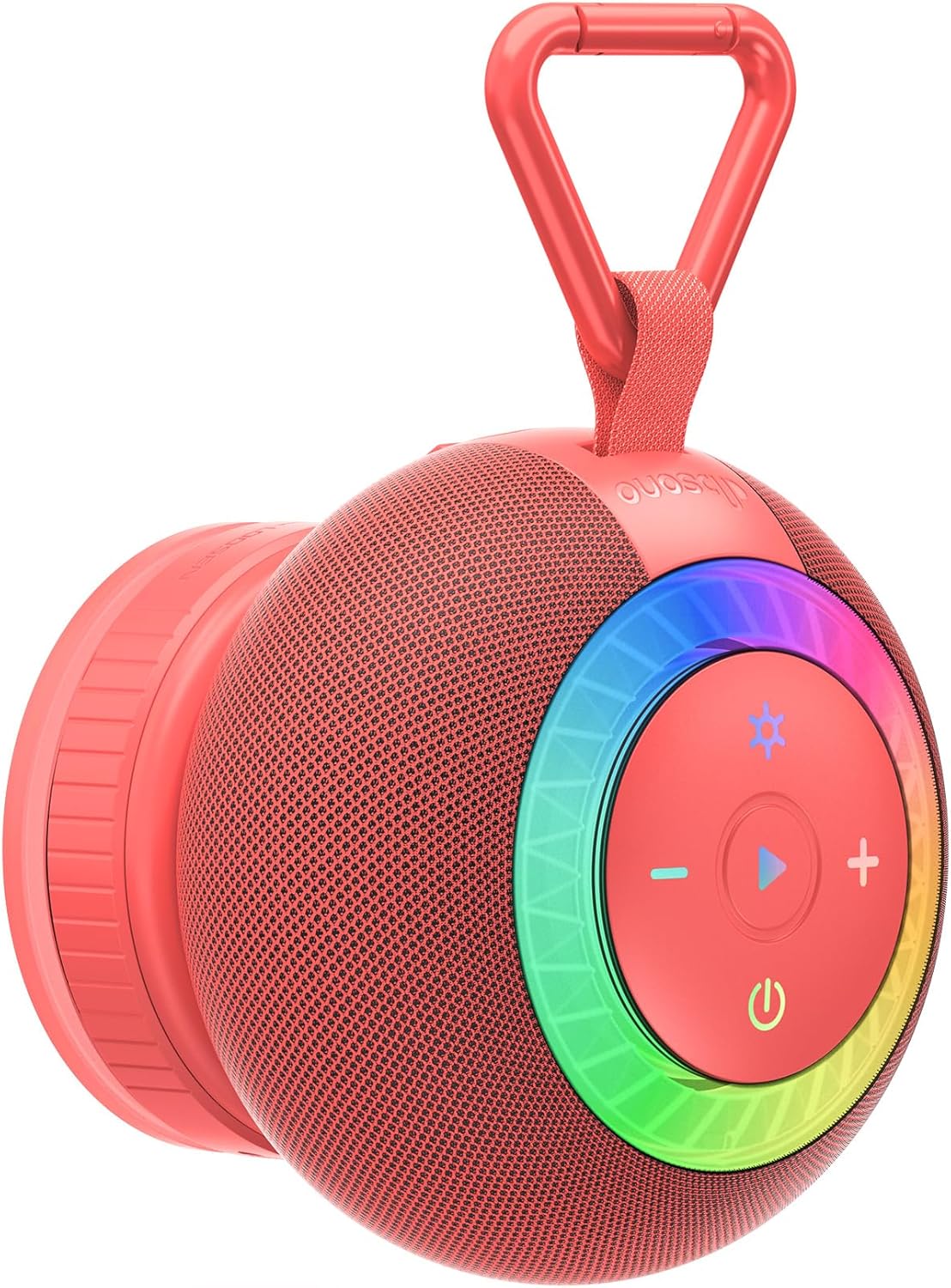 dbsono Portable Bluetooth Speaker Shower Waterproof: IPX7 Loud Sound with Suction Cup Removable, Birthday White Elephant Stocking Stuffers for Adults Teens Women Men, Cool Gadgets with Light-Red