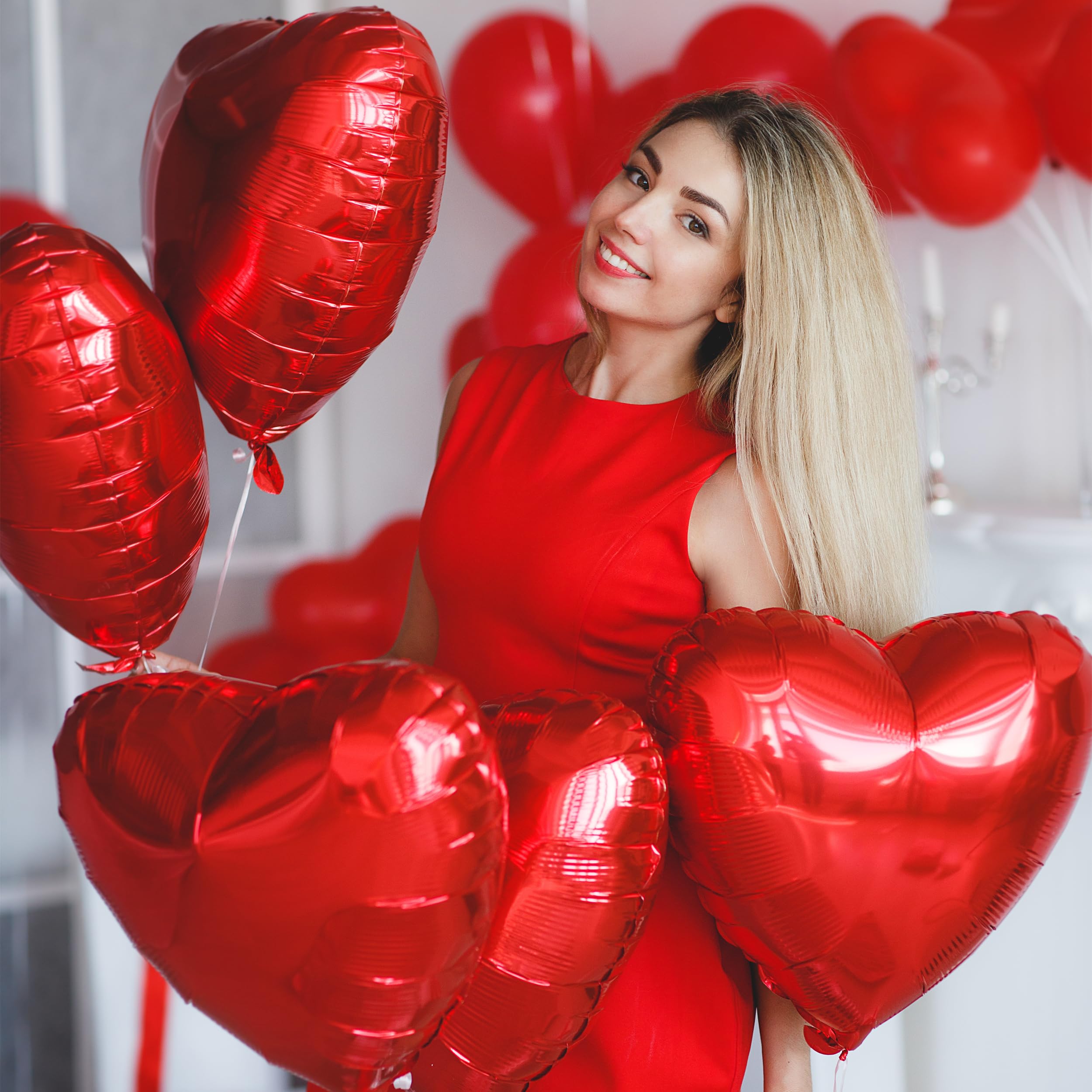 Snapklik.com : Red Heart Foil Balloons 18 Inch, 30PCS Valentines Heart ...