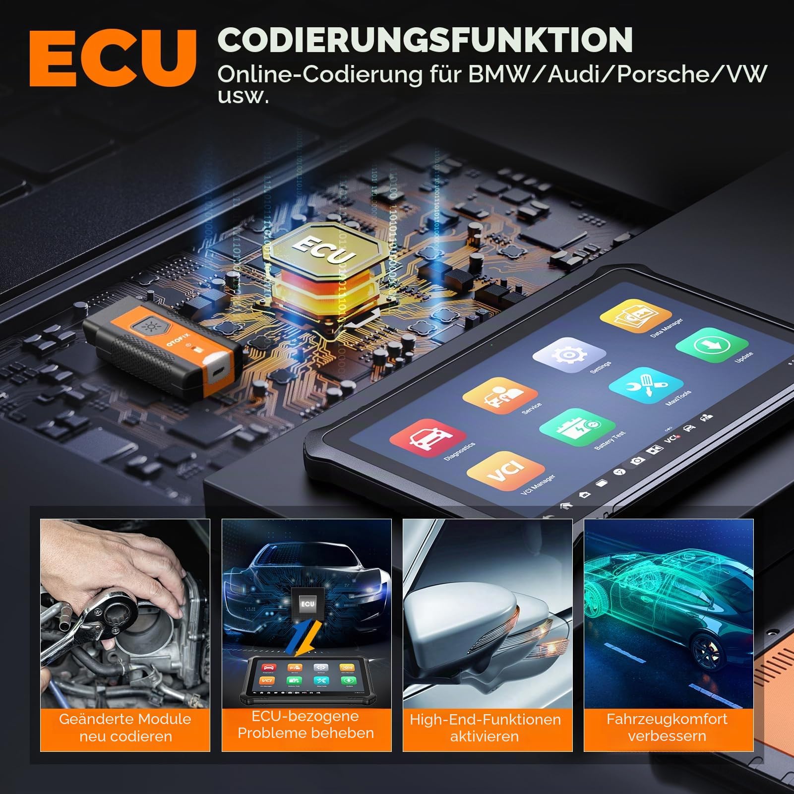 OTOFIX D1 PROS2 Obd2 Diagnosegerät für Alle Fahrzeuge, Alle Systemdiagnosen auf OE-Niveau, ECU-Codierung, 40+ Servicefunktionen, Bidirektionale Steuerung, Auto Scan 2.0, CANFD & DOIP, 2-Jahres-Update
