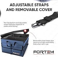 Vista 4 de FORTEM Organizador de maletero de coche (azul, estándar) + parasol grande para parabrisas