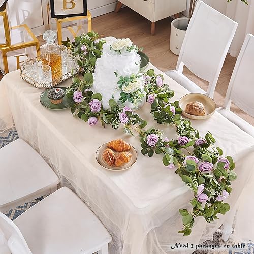 Miniatura 2 de Guirnalda de flores artificiales de vid de rosas colgantes, rosas falsas para boda, fiesta de cumpleaños, San Valentín, Navidad, decoración de arco