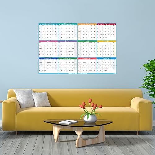 Miniatura 8 de Calendario anual de pared 2024  Calendario anual grande 2024, enero 2024  diciembre 2024, 25.2 x 38.2 pulgadas (abierto), calendario 2024,