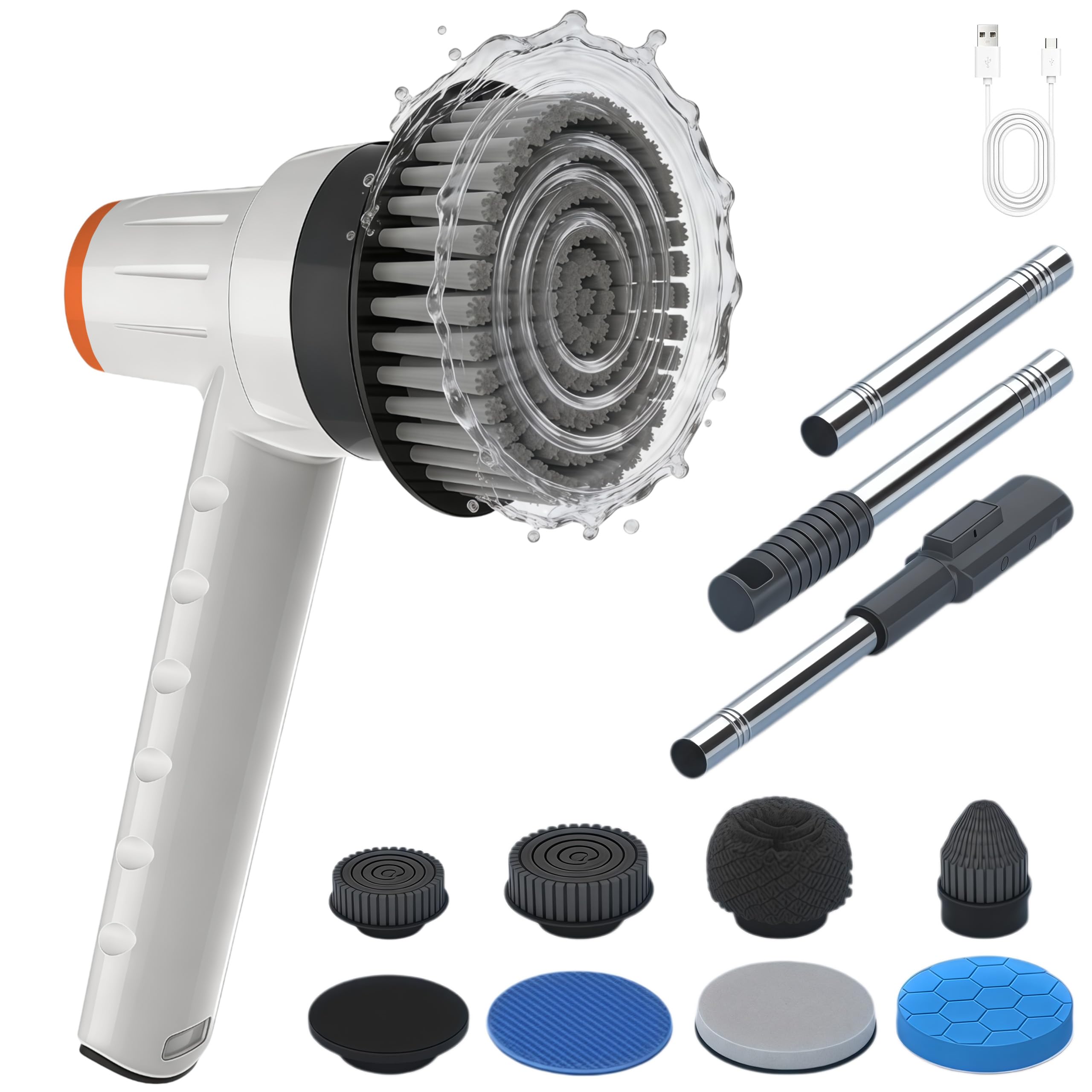 Nettoyeur de vitre d'aquarium électrique IPX9 2500mAh télescopique avec 8 embouts