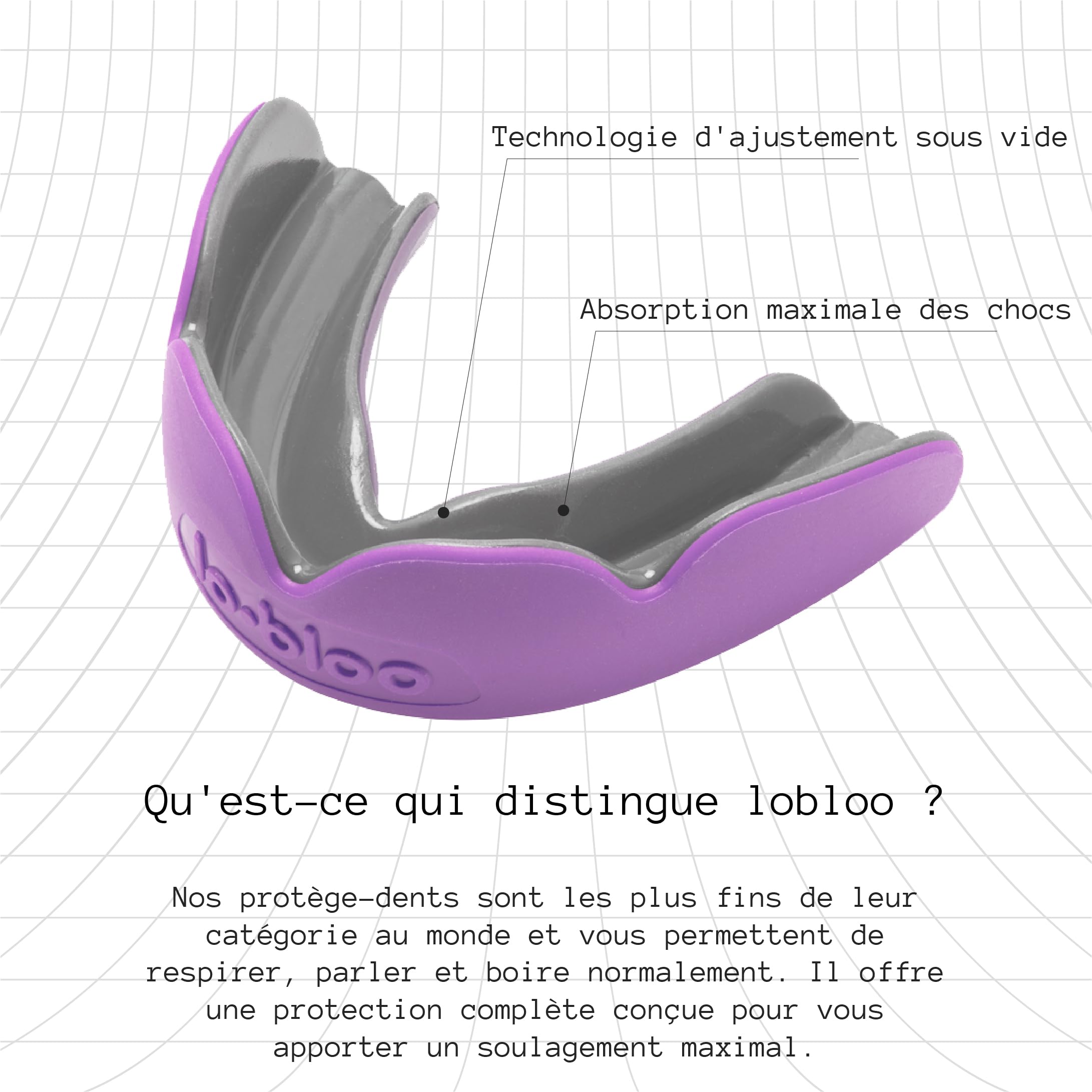 lobloo Slick Protège-dents professionnel double densité pour les sports de contact élevé comme le MMA, le hockey, le football, le rugby. Grand +14 ans, Ivoire
