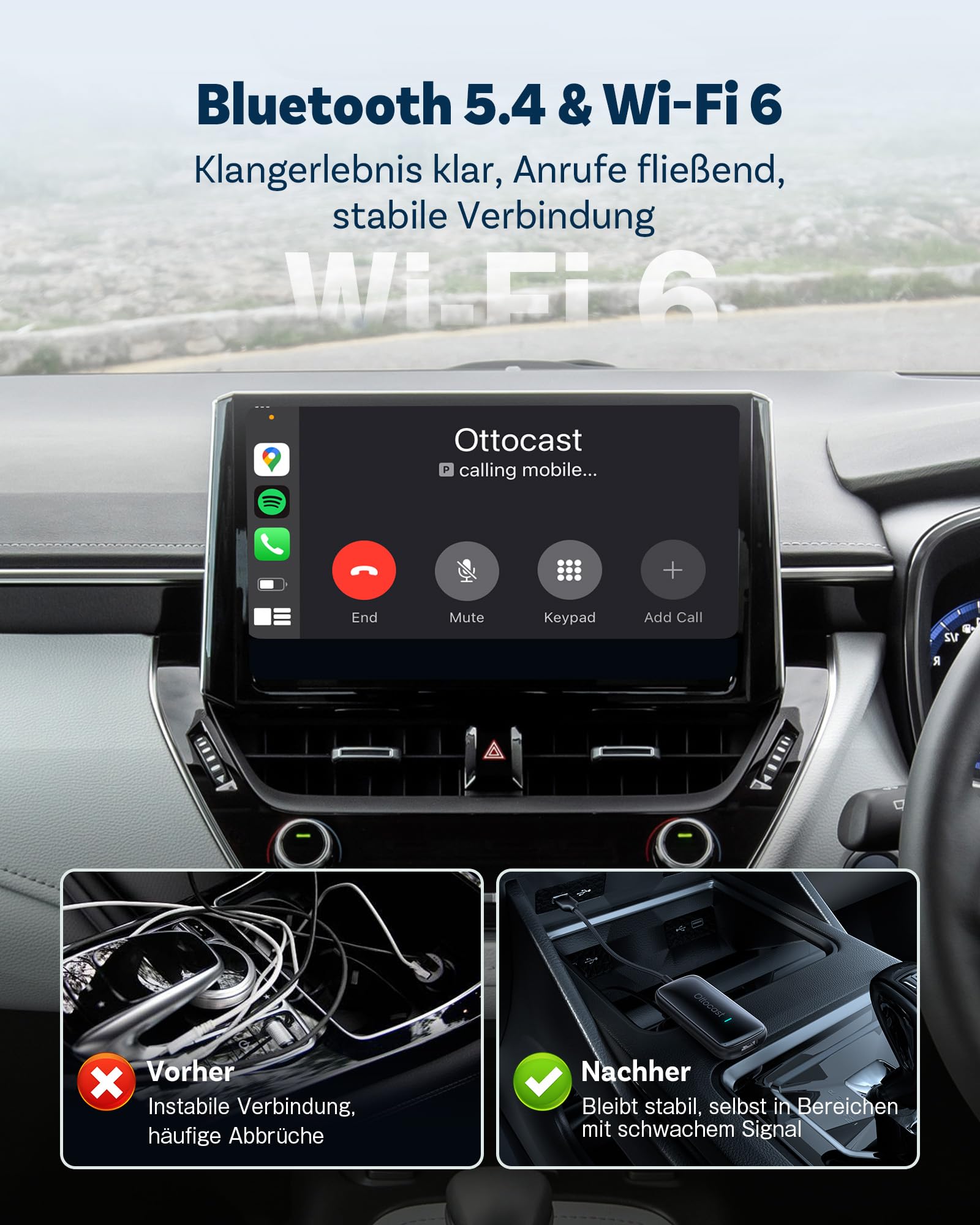 OTTOCAST Play2Video Ultra 2026 Upgrade, Wireless CarPlay Adapter AI Box mit YouTube, App Hub, bis zu 5 zusätzliche Apps, kompatibel mit OEM CarPlay Autos ab Baujahr 2016