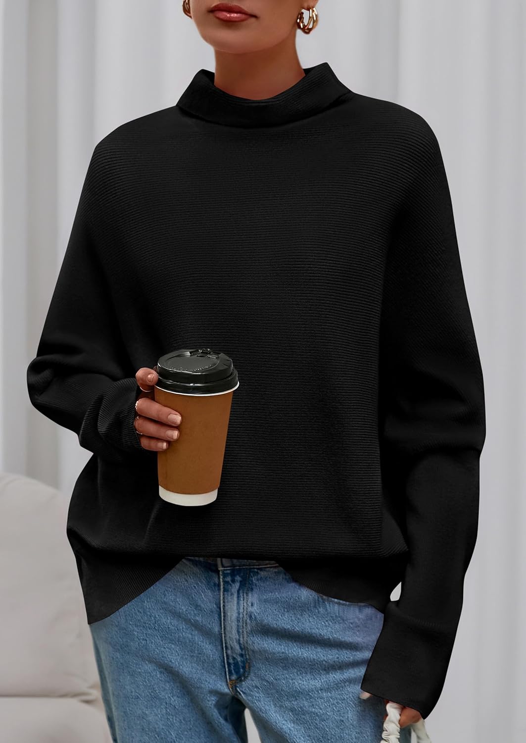 PRETTYGARDEN Fall Sweaters for Women 2026 Winter Clothing Batwing Sleeve Casual Loose Knit Turtleneck Sweater Holiday Outfits - Image 6