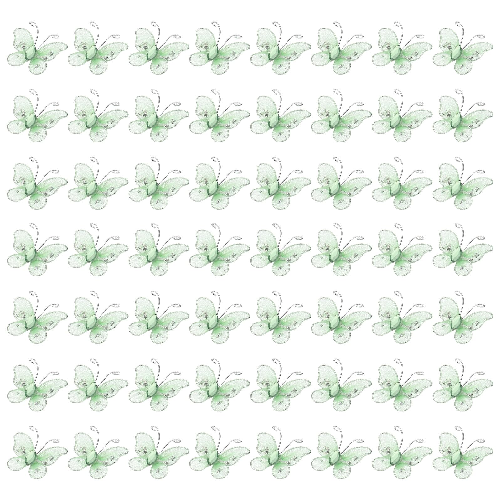 PATIKIL 50Pcs Butterflies for Crafts 1" Mesh Wire Glitter Butterfly Organza Butterflies for DIY Craft Home Decor Clothing Wedding Decoration