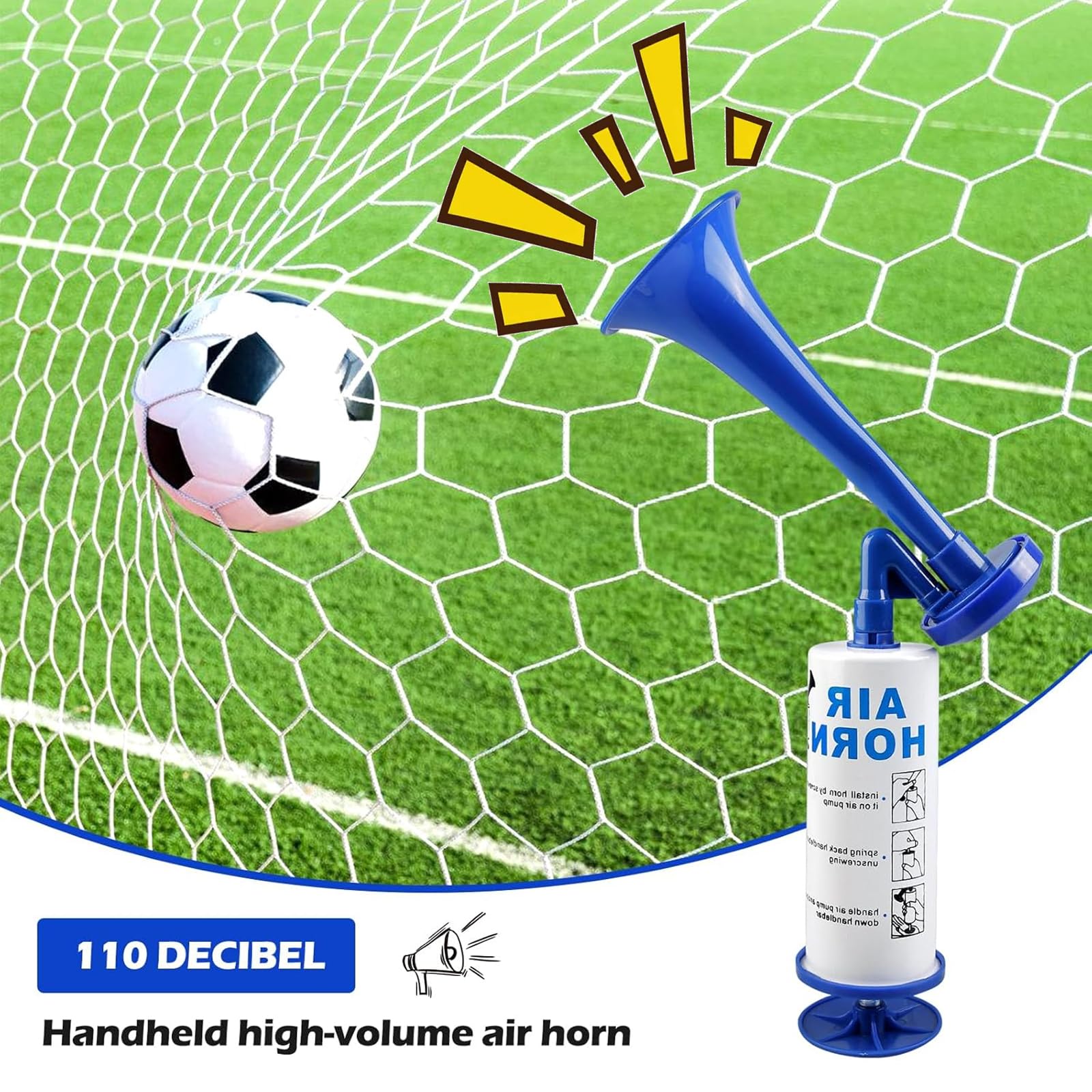 Klaxon à Air Comprimé en Métal 2 Pièces, Pression d'air Portable Fanfare pour Football Bateau Voiture