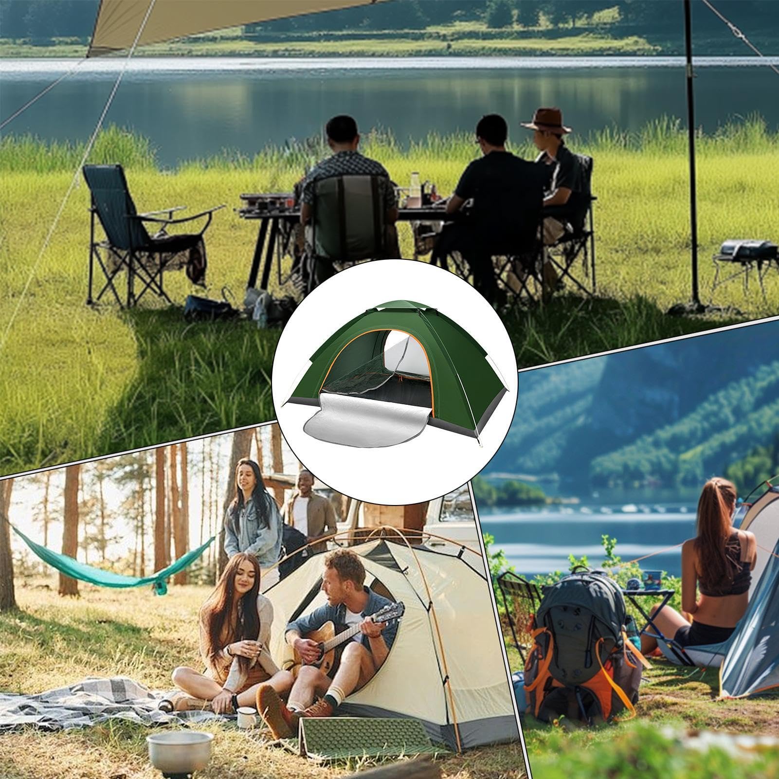 Namiot turystyczny kempingowy Oddychający, Wytrzymały, Z Torbą | Wytrzymały Namiot Plenerowy Rodzinny Na Górskie Wyprawy, Jezioro, Na Plażę, Letni Backpacking, Piesze Wędrówki Oraz