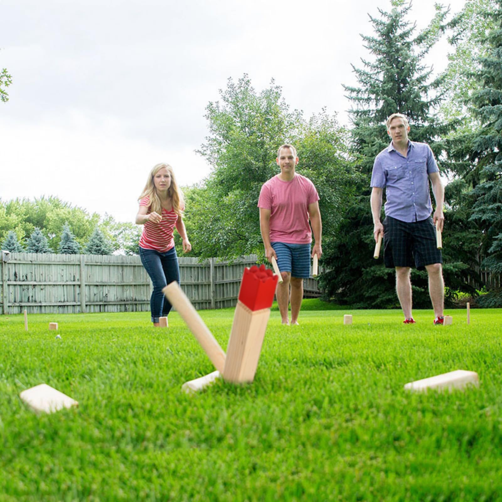 GOLDGE Kubb Wikingerschach Spiel Wikinger Schach Holz Holzfiguren Wurfspiel Kubb Wikingerschach Holzspiel für Kinder Erwachsene Outdoor Spiele