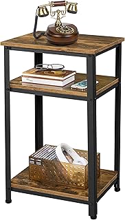 Yaheetech 3-Tier Tall Side Table Retro End Table Telephone Table with Storage Shelves for Small Spaces Living Room Bedroom Guest Room Office, 75cm High, Multifunctional and Elegant, Rustic Brown