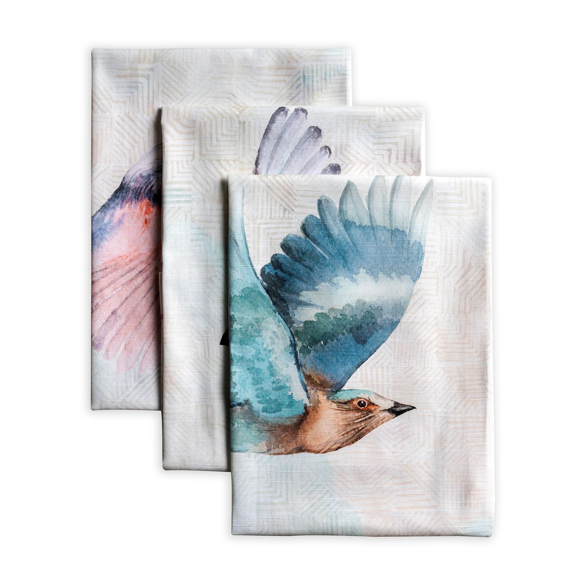 Maison d' Hermine Flying Birds 100% bawełna zestaw 3 wielofunkcyjnych ręczników kuchennych, ręczniki barowe, wiosna/lato (50 cm x 70 cm)
