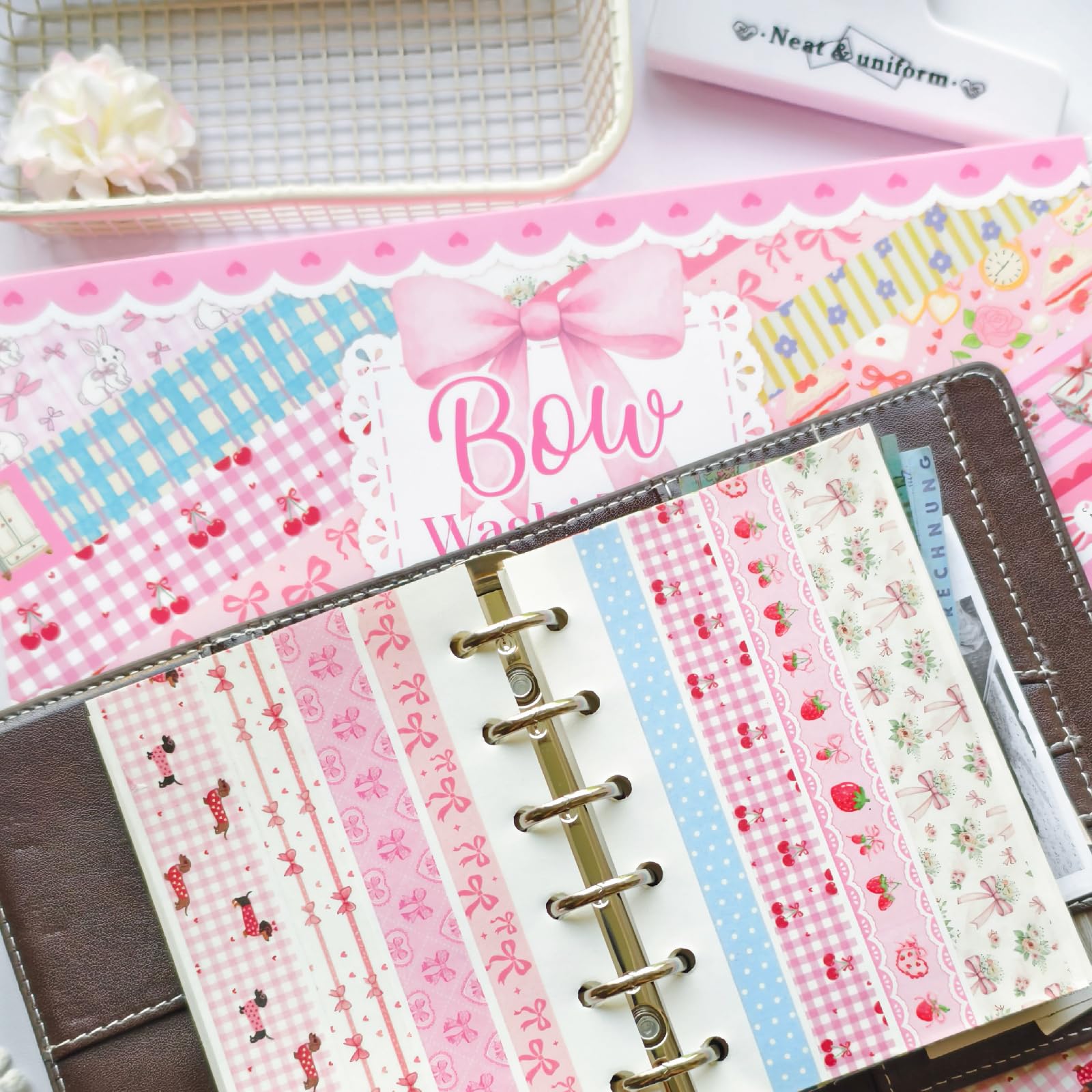Bomichi Washi Tape Set - 42 Rolls Pink Bows -5