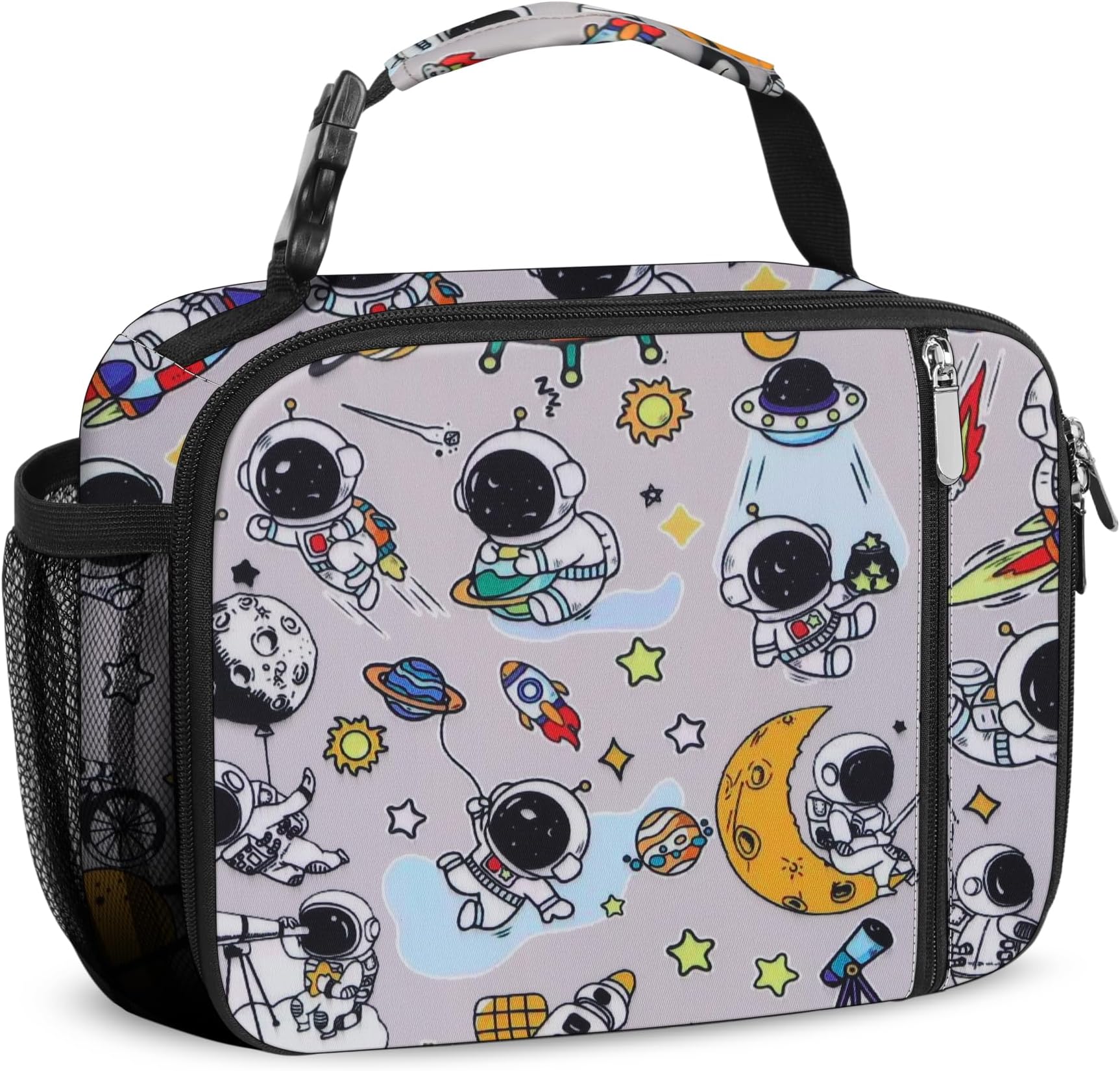 esouler Lunch Box Kids Insulated Lunch Bag for Boys & Girls Durable Children Lunchbox for School with Water Bottle Holder-Astronaut