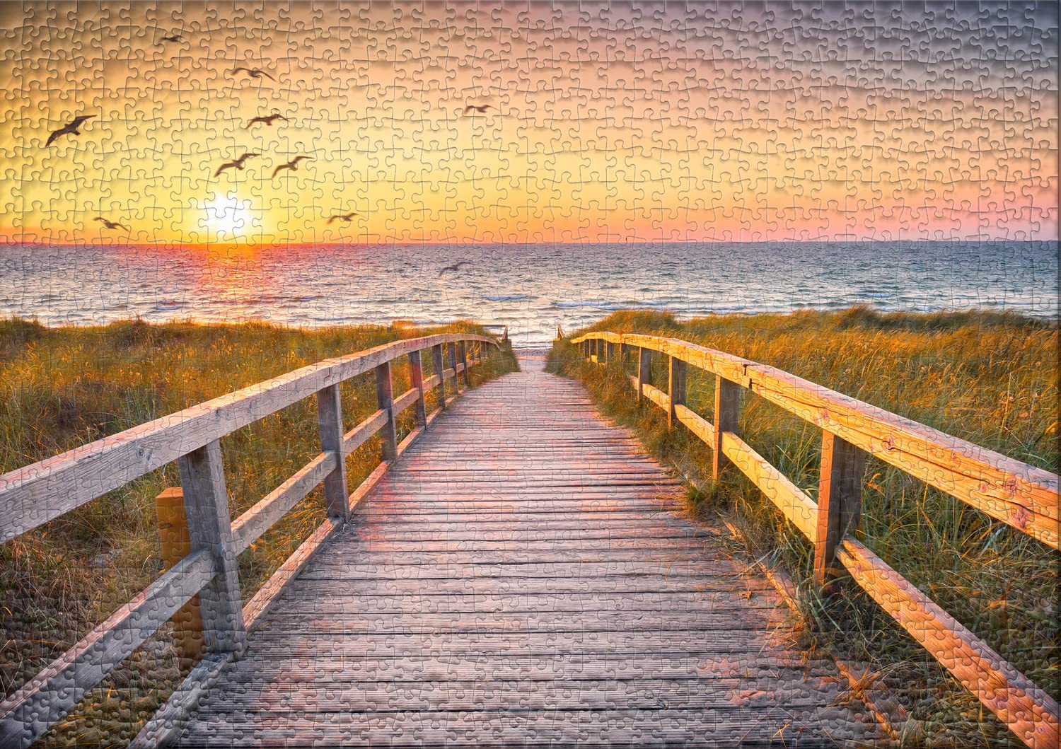 Ulmer Puzzleschmiede - Puzzle de noche en Sylt - Puzzle de 2000 piezas - Diseño del Mar del Norte con puesta de sol sobre las dunas en la playa de Sylt, Alemania