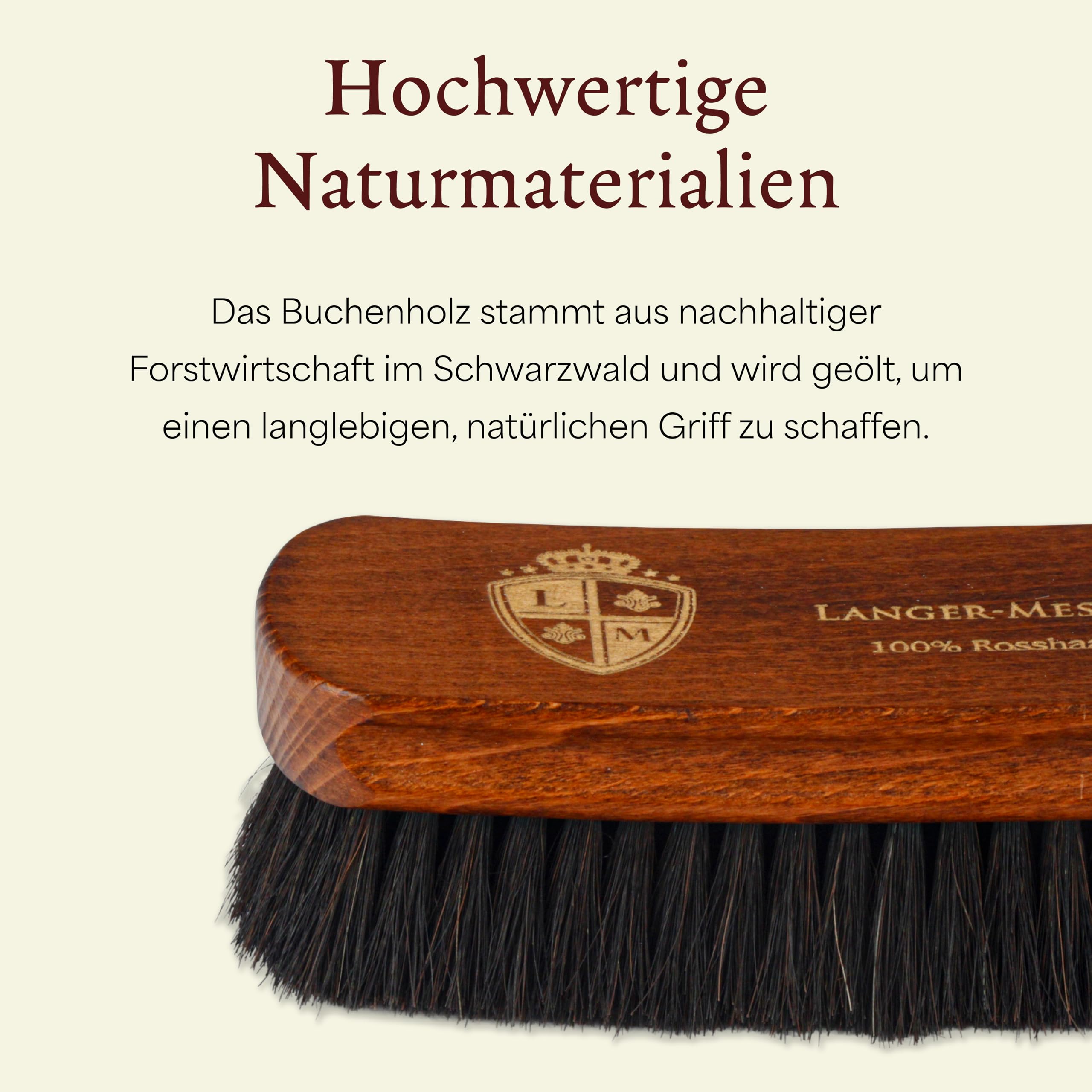 Langer & Messmer Shoe Brush Made Of Fine Horsehair For Effective Polishing Of Your Shoes - The Polishing Brush For Professional Shoe Care Individually Or In A Set Of 2