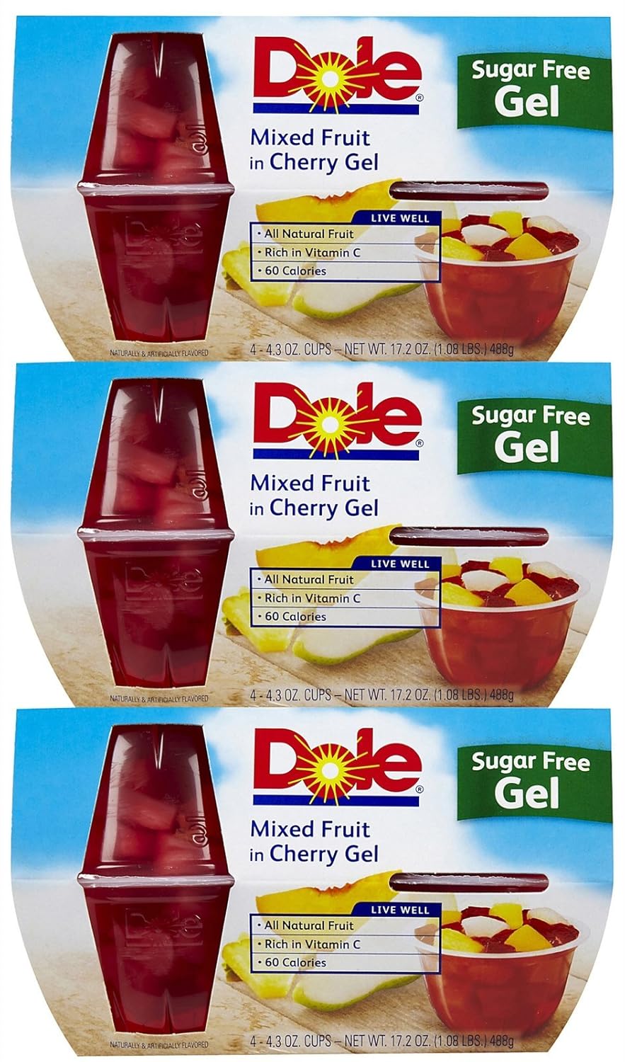 Dole Mixed Fruit in Cherry Gel Sugar Free 4.3 Oz 6 Pack