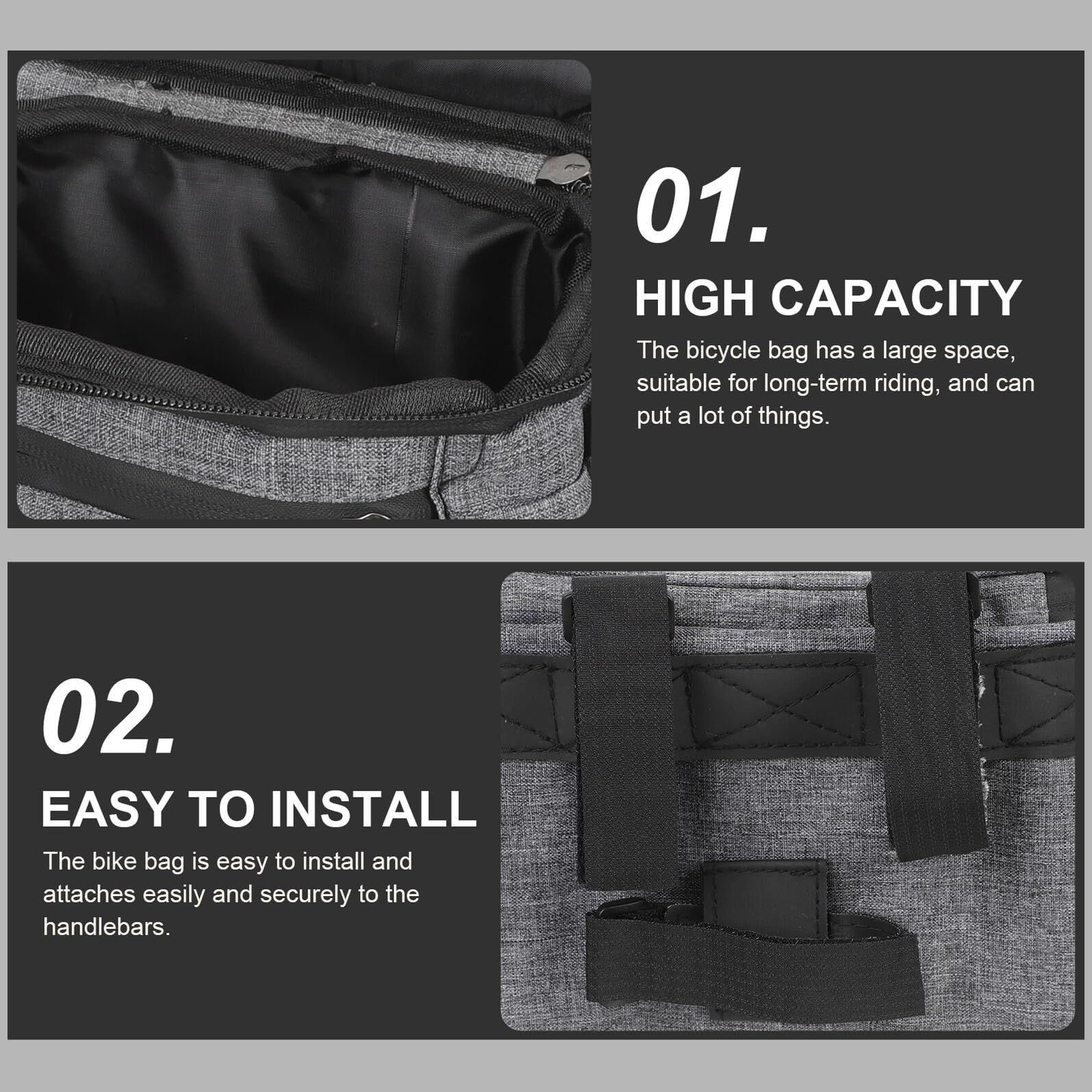 Cabilock Bolsa para Manillar de Bicicleta de Lona, Bolsa Delantera Simple, Aislada, para Bicicleta Eléctrica y Carretera, Adecuado para Herramientas y Baterías