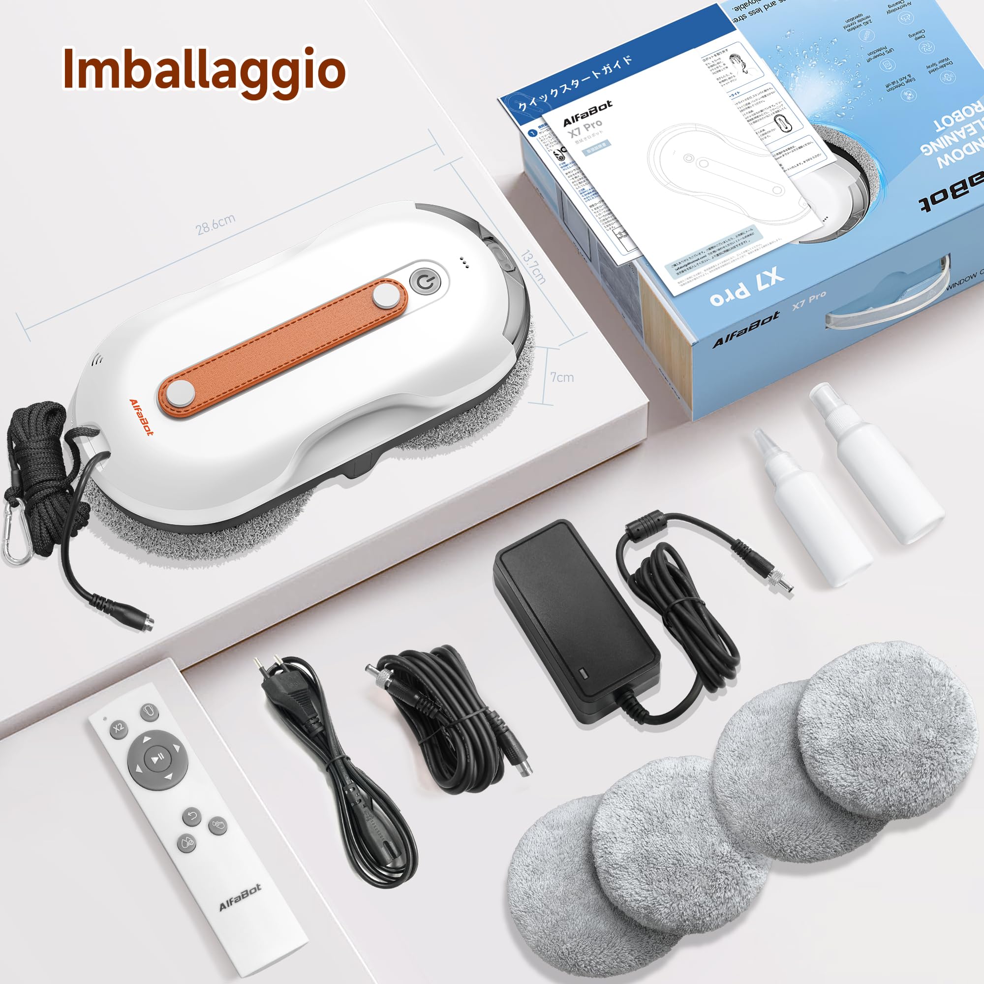 AlfaBot X7 Pro – Robot Lavavetri Automatico con Spruzzatura Bilaterale • Navigazione Intelligente • Serbatoio Extra Large • Ideale per Vetri, Piastrelle e Superfici Lisce