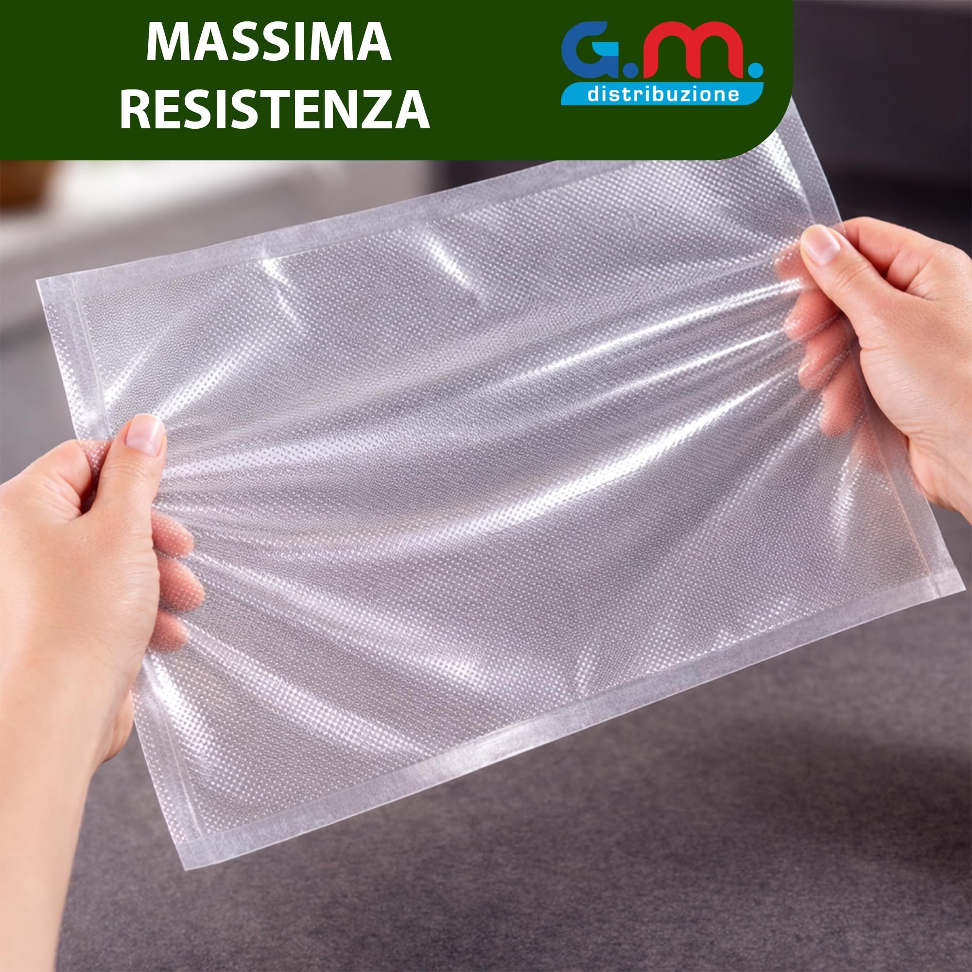 GM 100 Sacchetti Sottovuoto Goffrati per Alimenti 15x25(50) 20x30(50) Buste Sottovuoto Adatte per Cottura Bassa Temperatura, per tutte le Macchine, Senza BPA