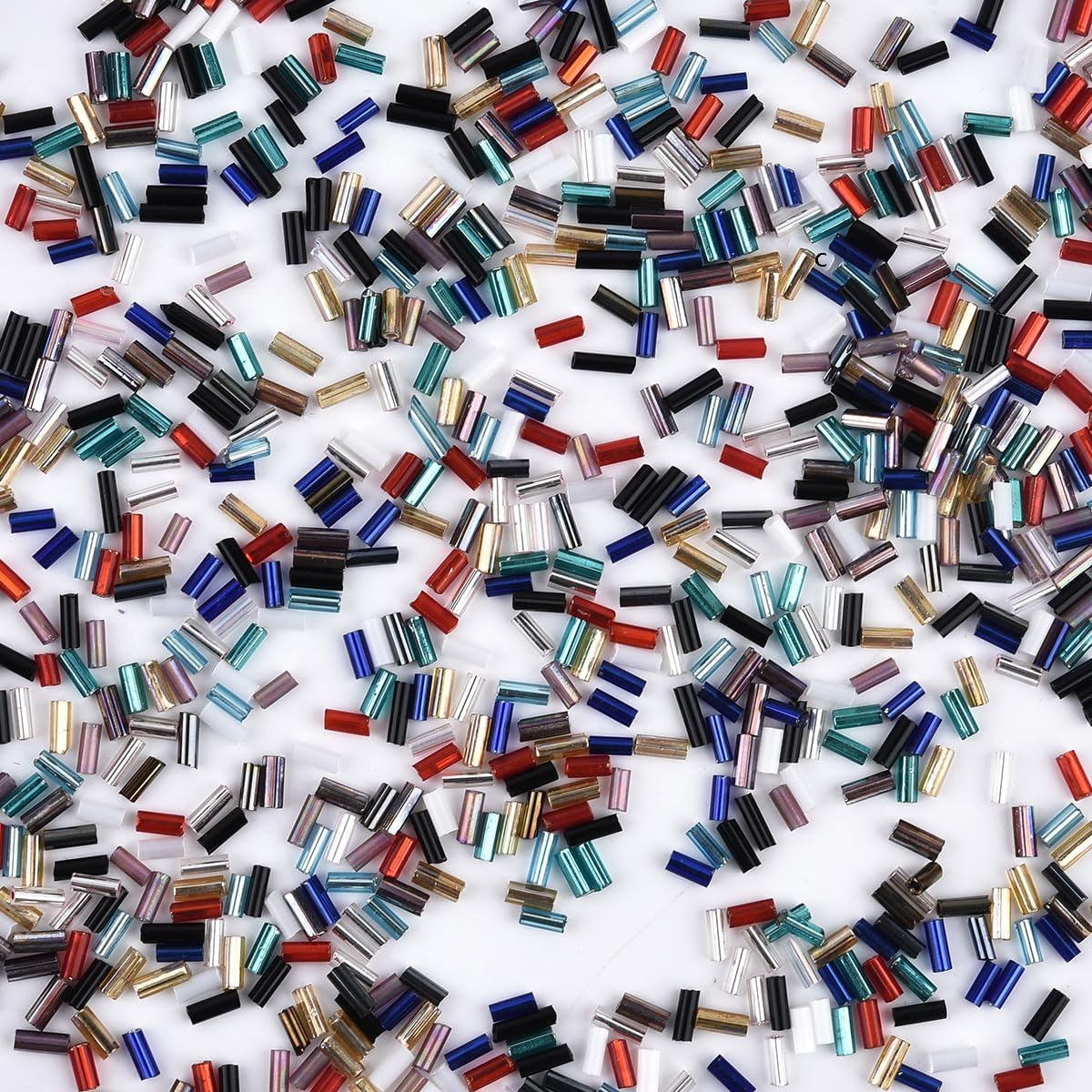 1900pcs Multicolor Sparkle Glass Bugle Beads for DIY jewelry