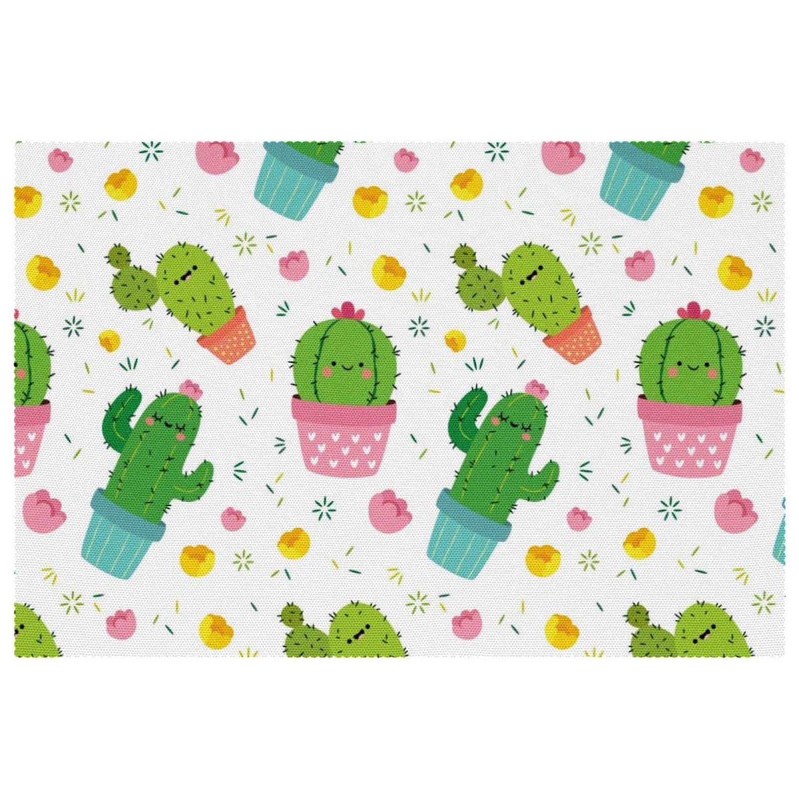 Set de table cactus et fleurs lot de 6 lavables pour cuisine 30x45 cm
