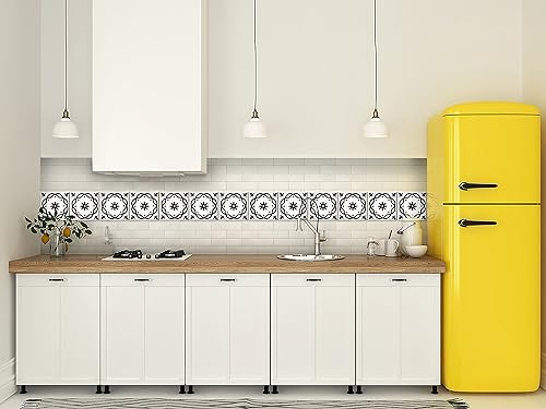 Miniatura 4 de Mi Alma calcomanías para azulejos en blanco y negro para despegar y pegar calcomanías de azulejos, 24 unidades, para azulejos de baño y cocina,