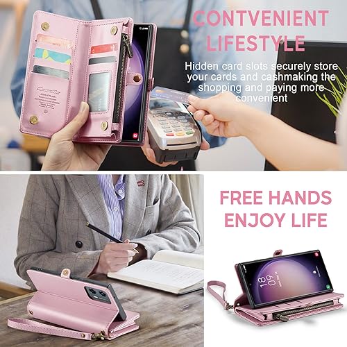 Miniatura 5 de ASAPDOS Motorola Moto G Stylus 5G 2023 - Funda de piel sintética retro con cierre magnético, bloqueo RFID, tarjetero y función atril para hombres y