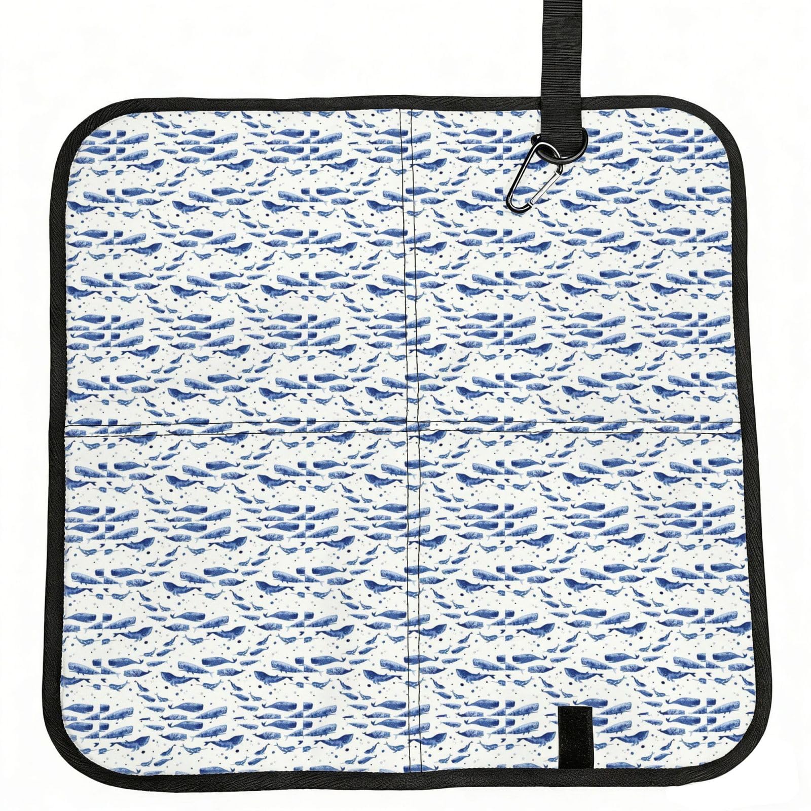 NImongt Small Blue Whale Swimming Print Portable Chair Pad Foldable Seat Cushion Outdoor Seating Office Picnic Camping