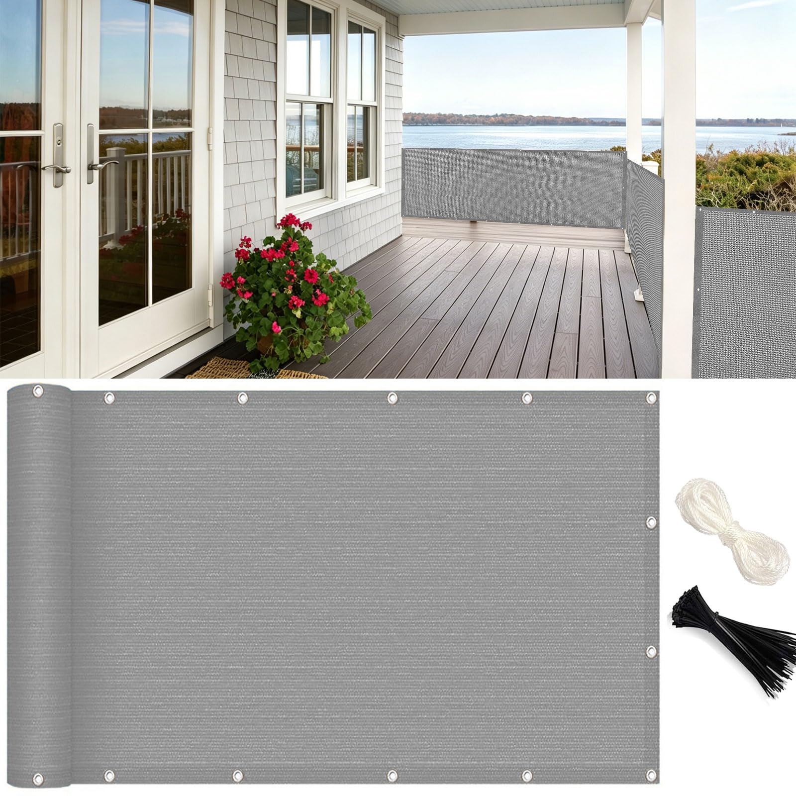 Brise Vue Jardin Anti-UV et Coupe-Vent - Toile Respirante Gris Clair GUOJUN
