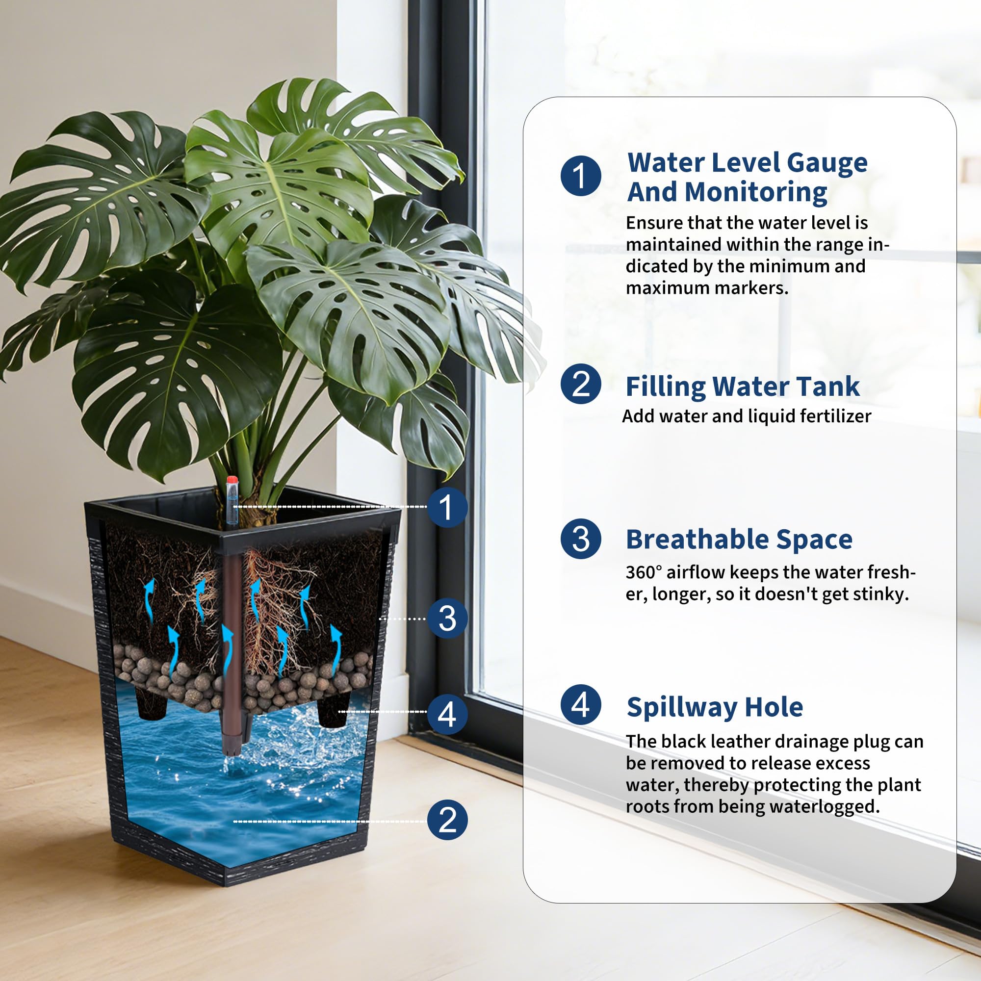 Planter with drainage holes