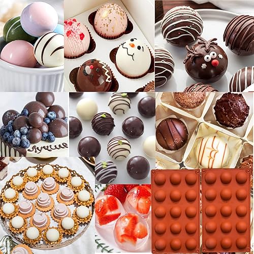 Vista 7 de Paquete de 2 moldes de silicona para hornear con 15 cavidades, moldes antiadherentes para gelatina, chocolate y pastel, grado alimenticio sin BPA 2