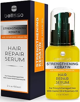 Keratin Hair Serum - Heat Protection Treatment and Anti Frizz Control - Protectant Oil and Straightener for Frizzy and Damaged Split Ends - Smoothing Products for Shine, Advanced Care for Women