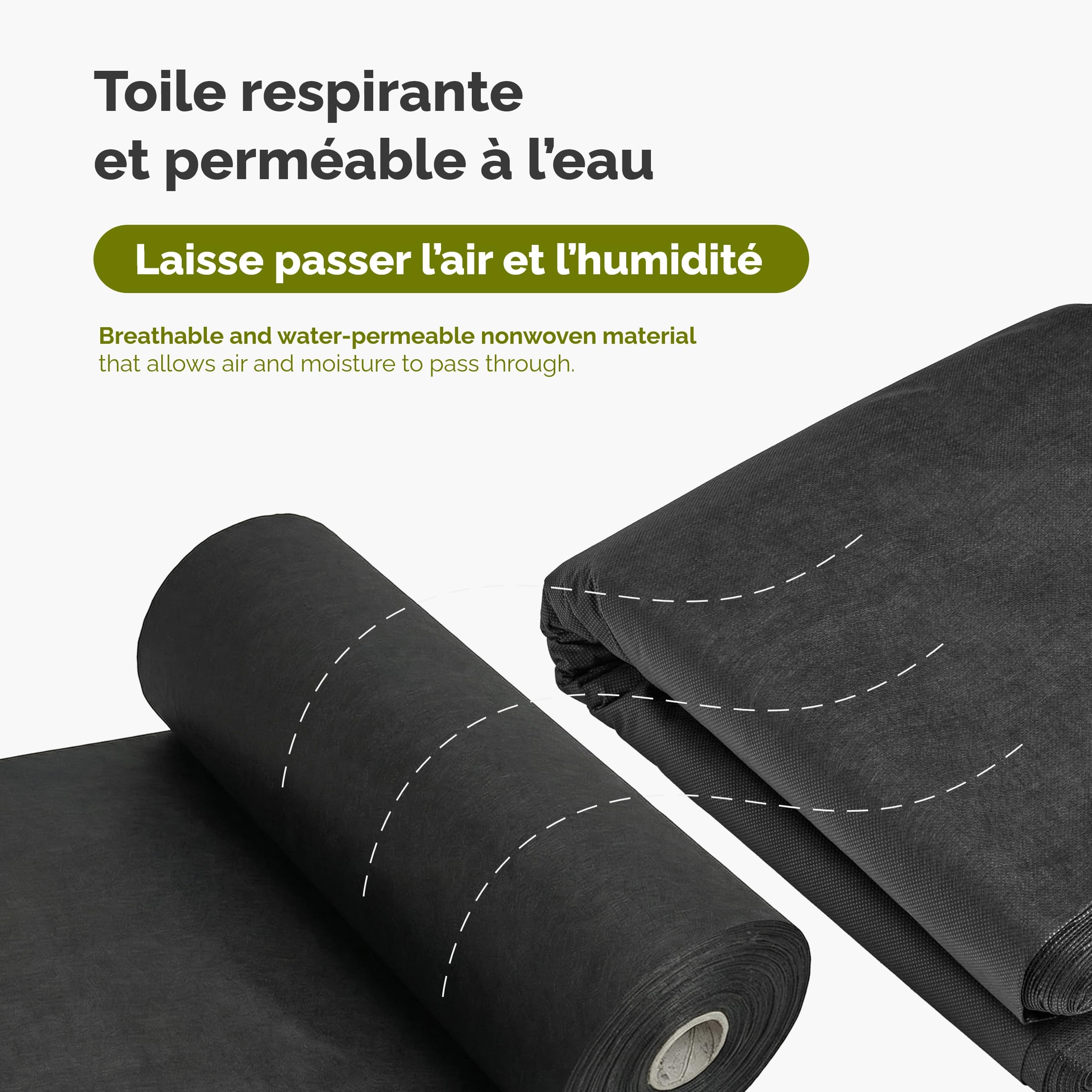 Garronda Toile de Paillage 150g/m² Geotextile 1,6m x 10m 16m² Noir GD-0177 | Toile Anti Mauvaises Herbes, Géotextile Jardin, Stabilisé UV, Perméable à l'Eau, Résistant à la Déchirure pour Gravier Allées