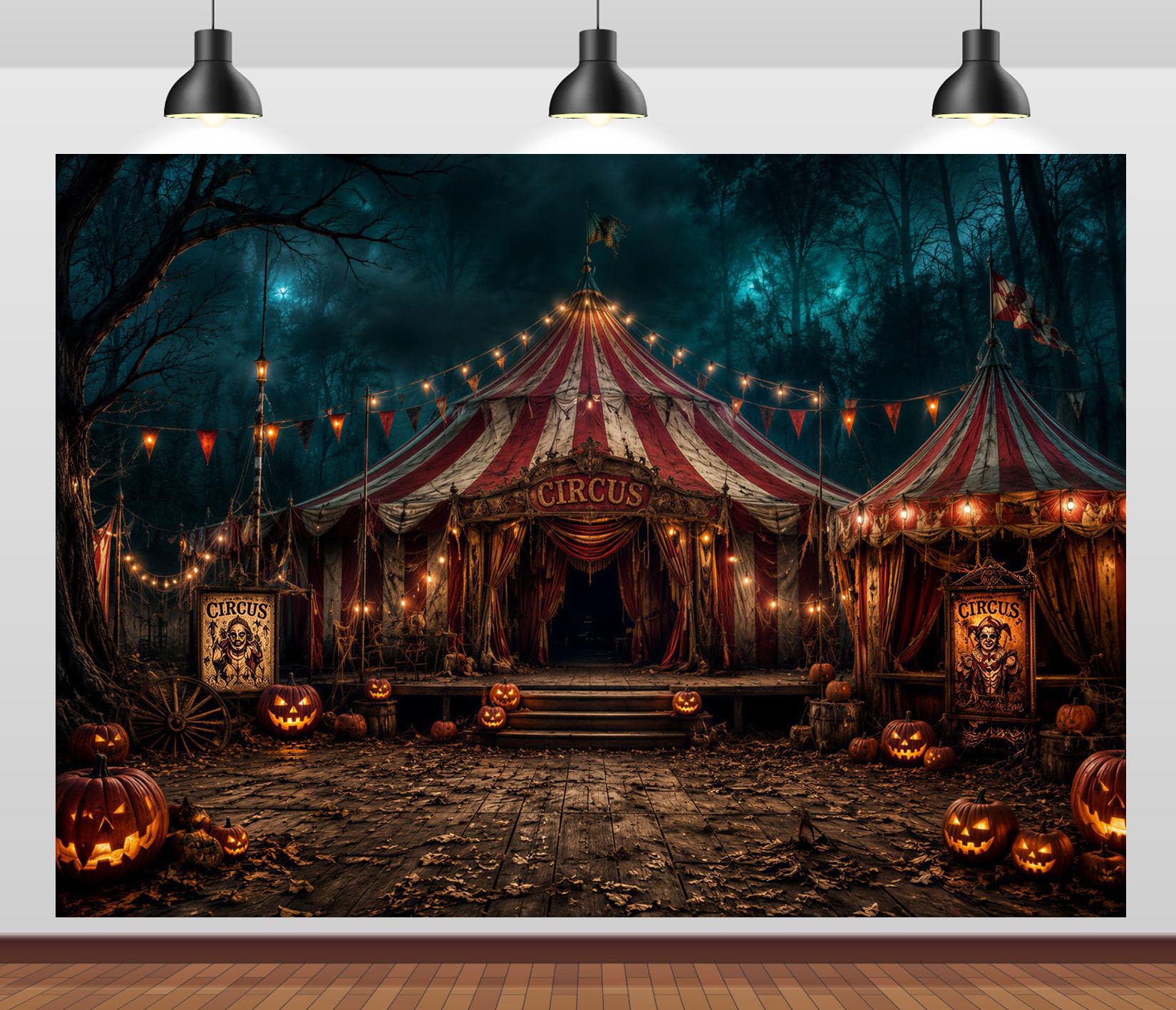 17x10FT (5.2x3m) Circo Abbandonato Halloween Sfondo Fotografico