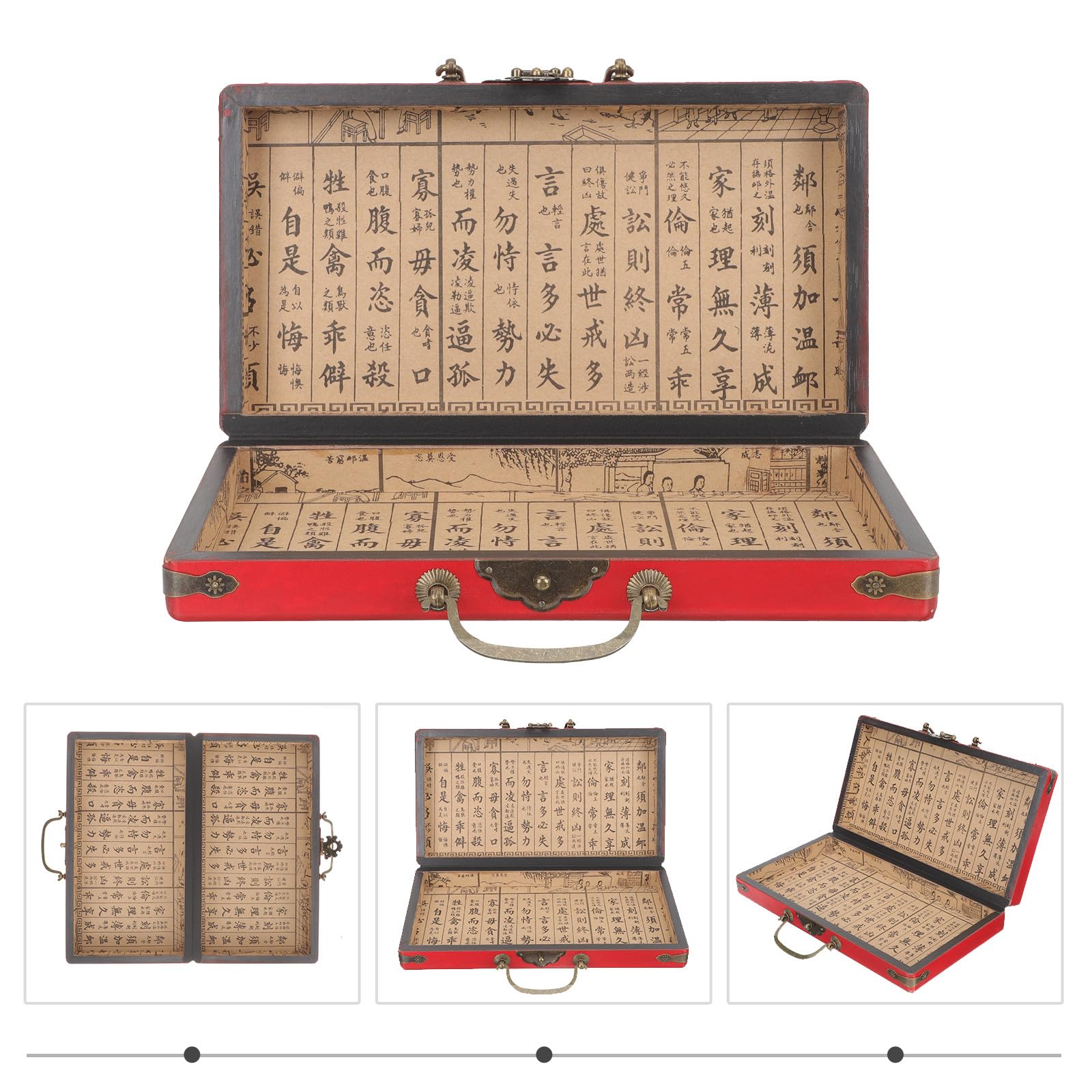 Scatola in Legno per Mahjong Chiusura a Fibbia, Contenitore Leggero e Sigillato per Conservazione Piastrelle e Oggetti Vari, per Organizzare Giochi e Accessori
