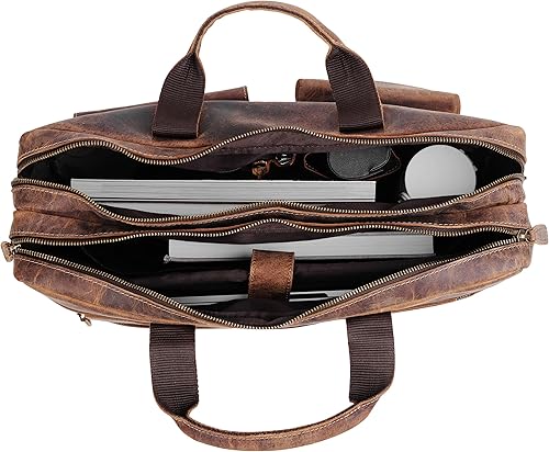 Miniatura 3 de Leather briefcase 18 Inch Laptop Messenger Bags for Men and Women Best Office School College Briefcase Satchel Bag