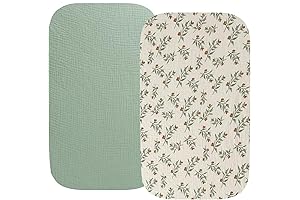QUTANIX Bassinet Sheet, 2 Pack Cotton Fitted for Baby