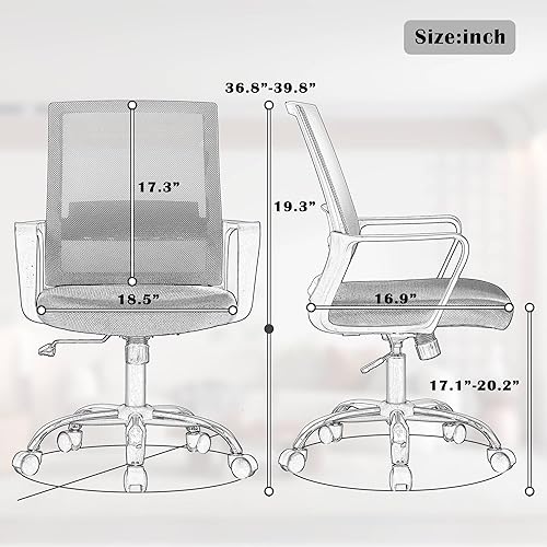 Miniatura 2 de Silla de oficina de malla, silla de escritorio ergonómica, silla de oficina en casa, soporte lumbar, silla de computadora ajustable con respaldo