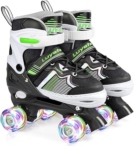 Miniatura 8 de Patines ajustables para niñas y niños, 4 tamaños de 6 a 12 y 3 a 5 años, patines para niños con 8 ruedas brillantes que se iluminan, 3