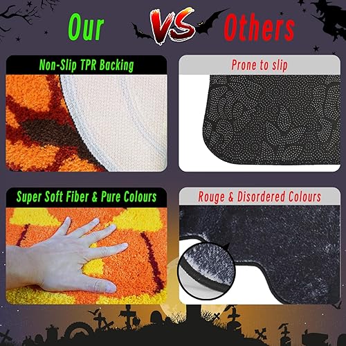 Miniatura 4 de Good Haus Alfombra de baño de Halloween para baño, alfombra de baño de telaraña, tapete de baño, tapete antideslizante lindo para cocina,