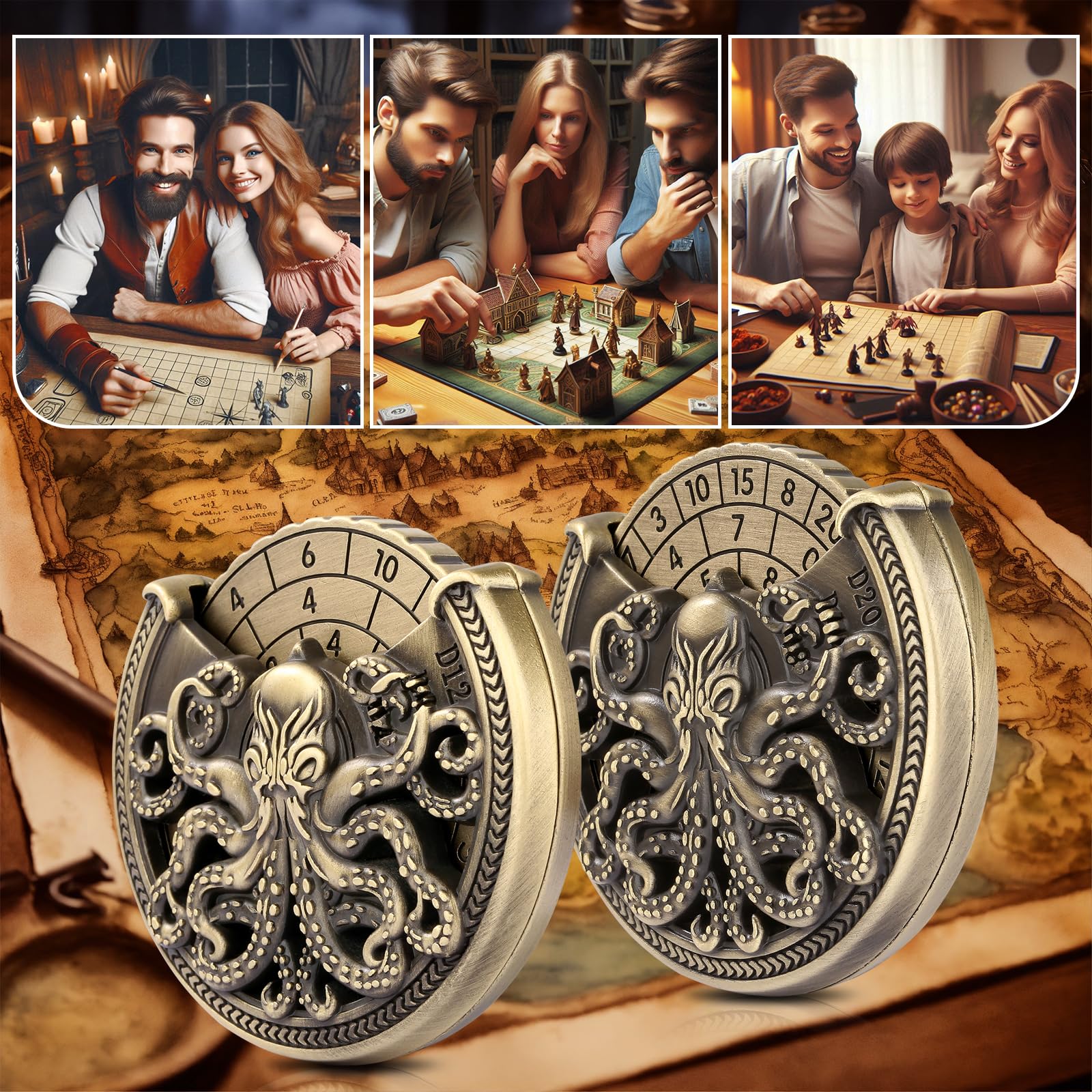 Set di dadi per D&D, set di dadi metallici 7 in 1, con giroscopio a punta di dita, set di dadi per roulette e polpi, set di dadi per D&D, regali di D&D con confezione regalo, accessori per giochi di