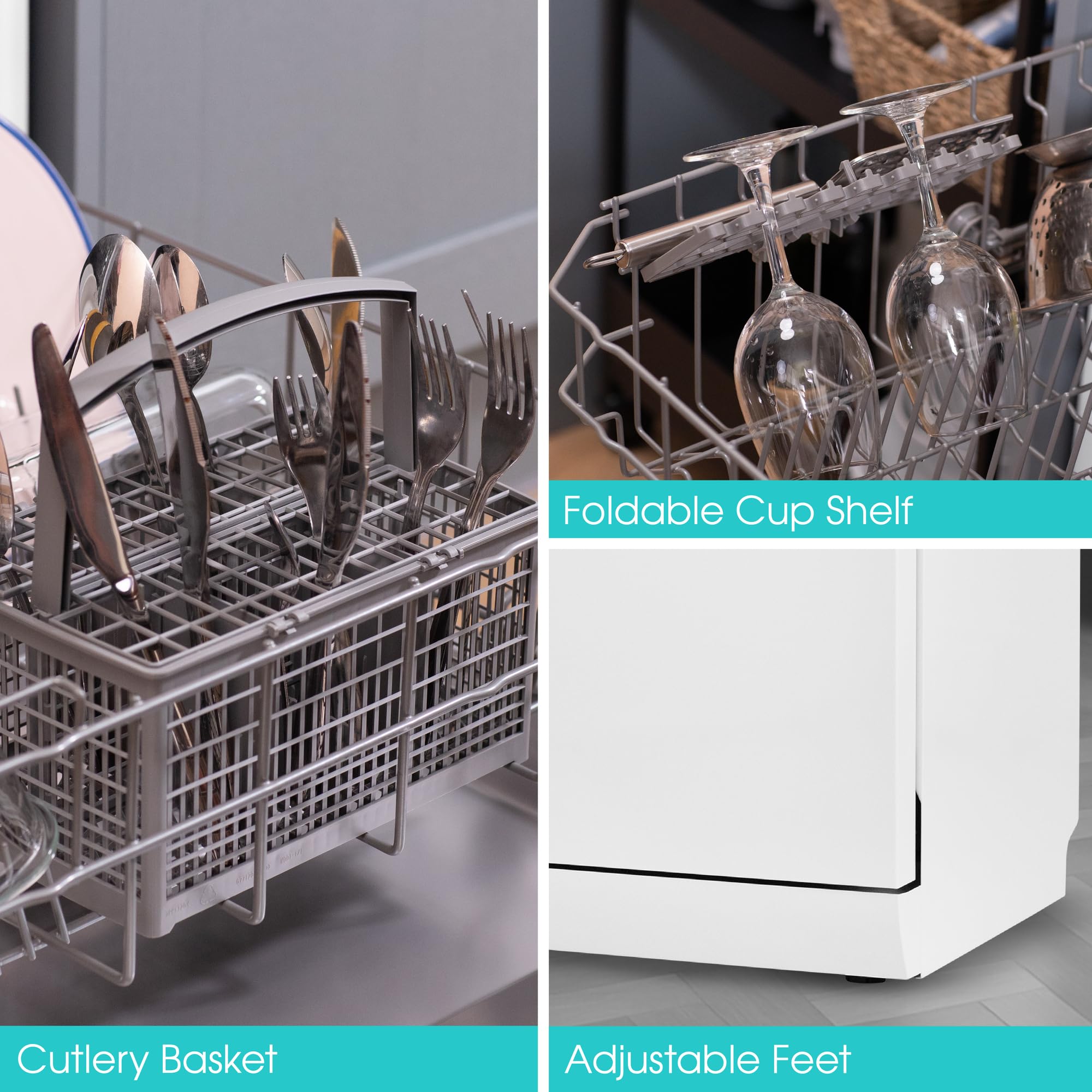 Abode Freestanding Dishwasher Class E with 12 Place Settings, 6 Wash Programs, 24-Hour Delay Start, Removable Cutlery Basket & Deep Clean Function in White A60DW00E1W — view 7