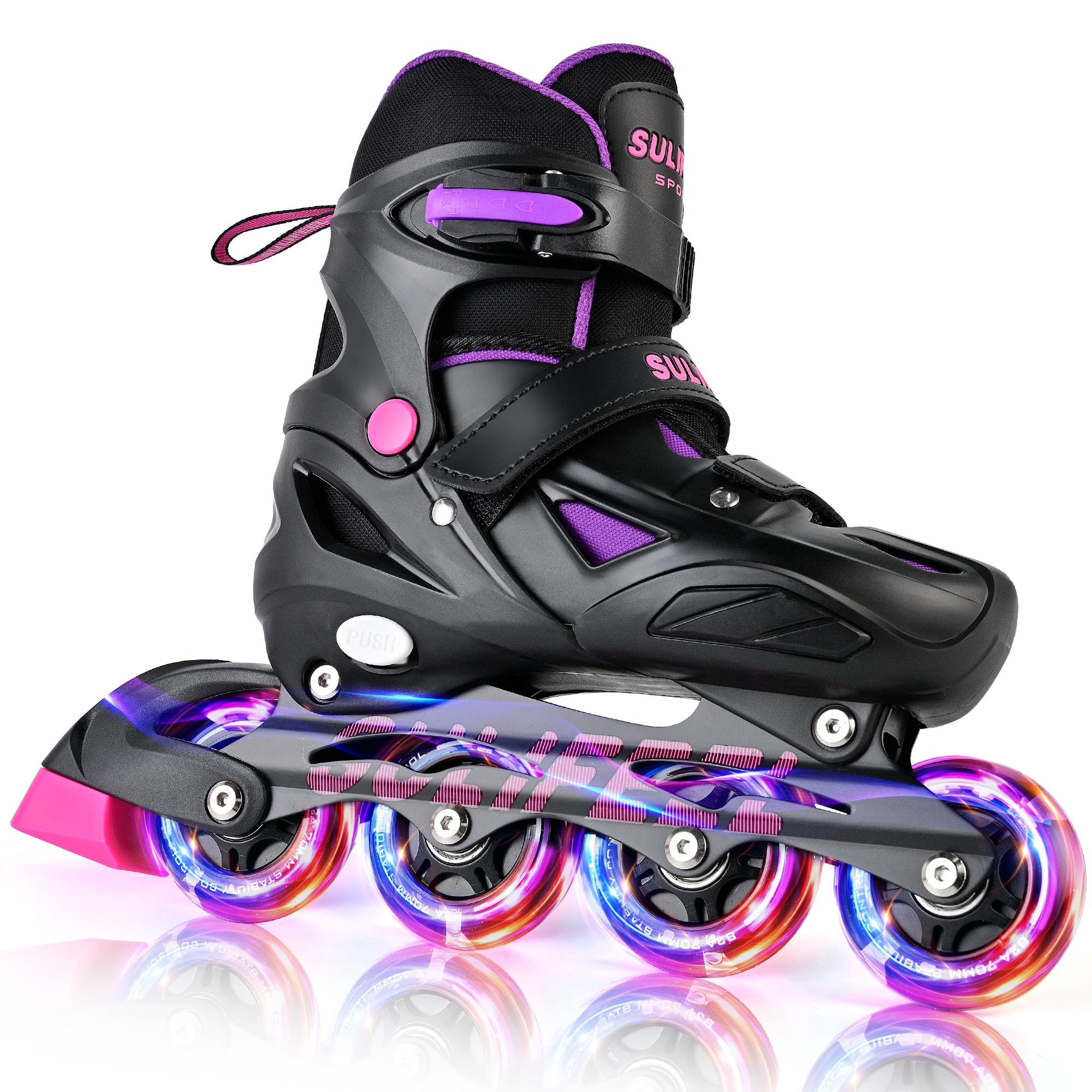 SULIFEEL Adjustable Light Up Kids Inline Skates Hard Shell Boys Girls 4-12